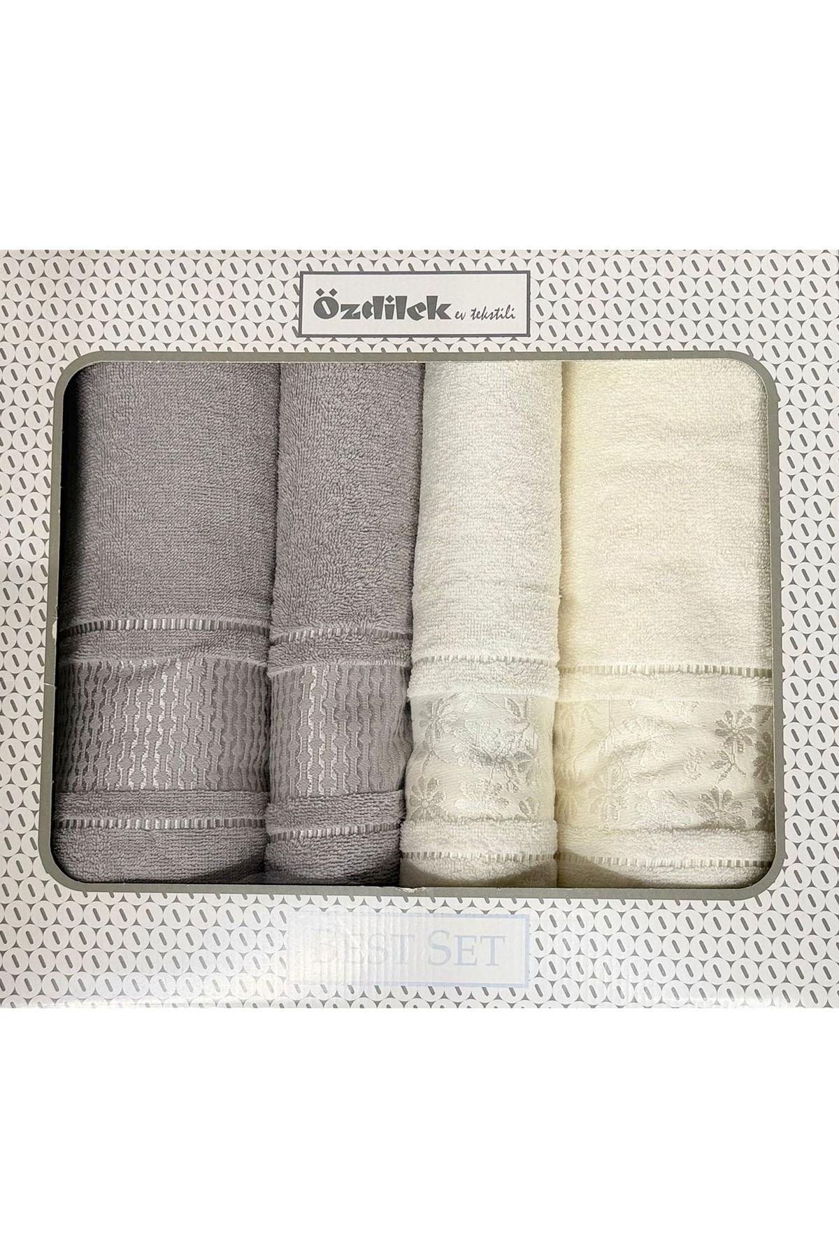 Özdilek Blossom Best Set (Hamam Takımı) Krem-Gri