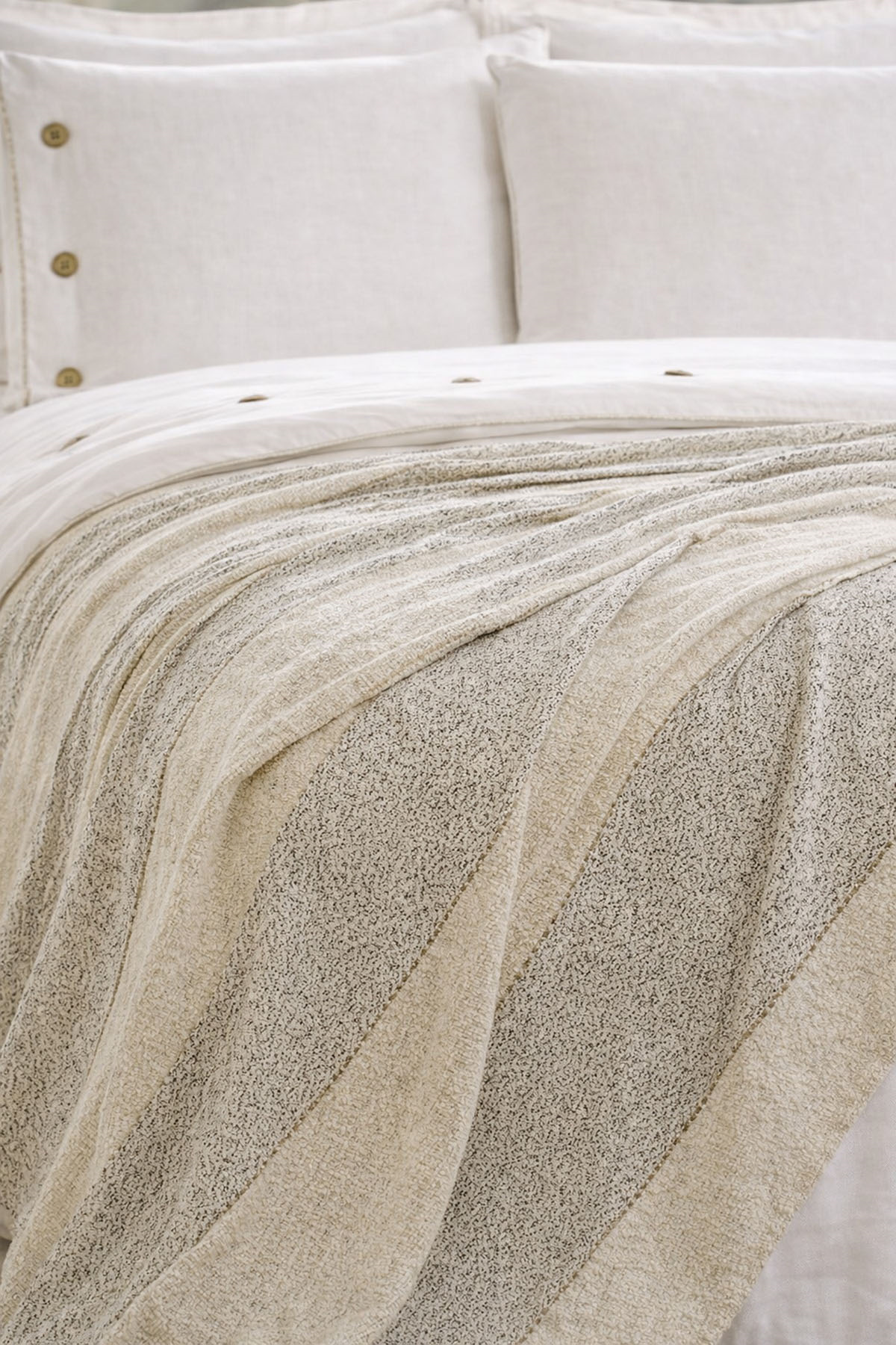 Özdilek Calais Pikeli Gelin Seti (7 Parça) - KREM