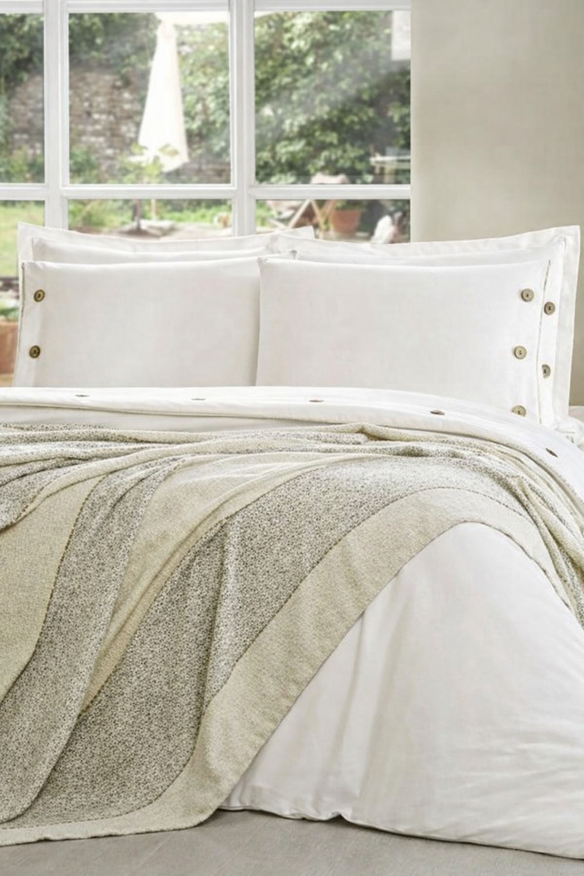 Özdilek Calais Pikeli Gelin Seti (7 Parça) - KREM