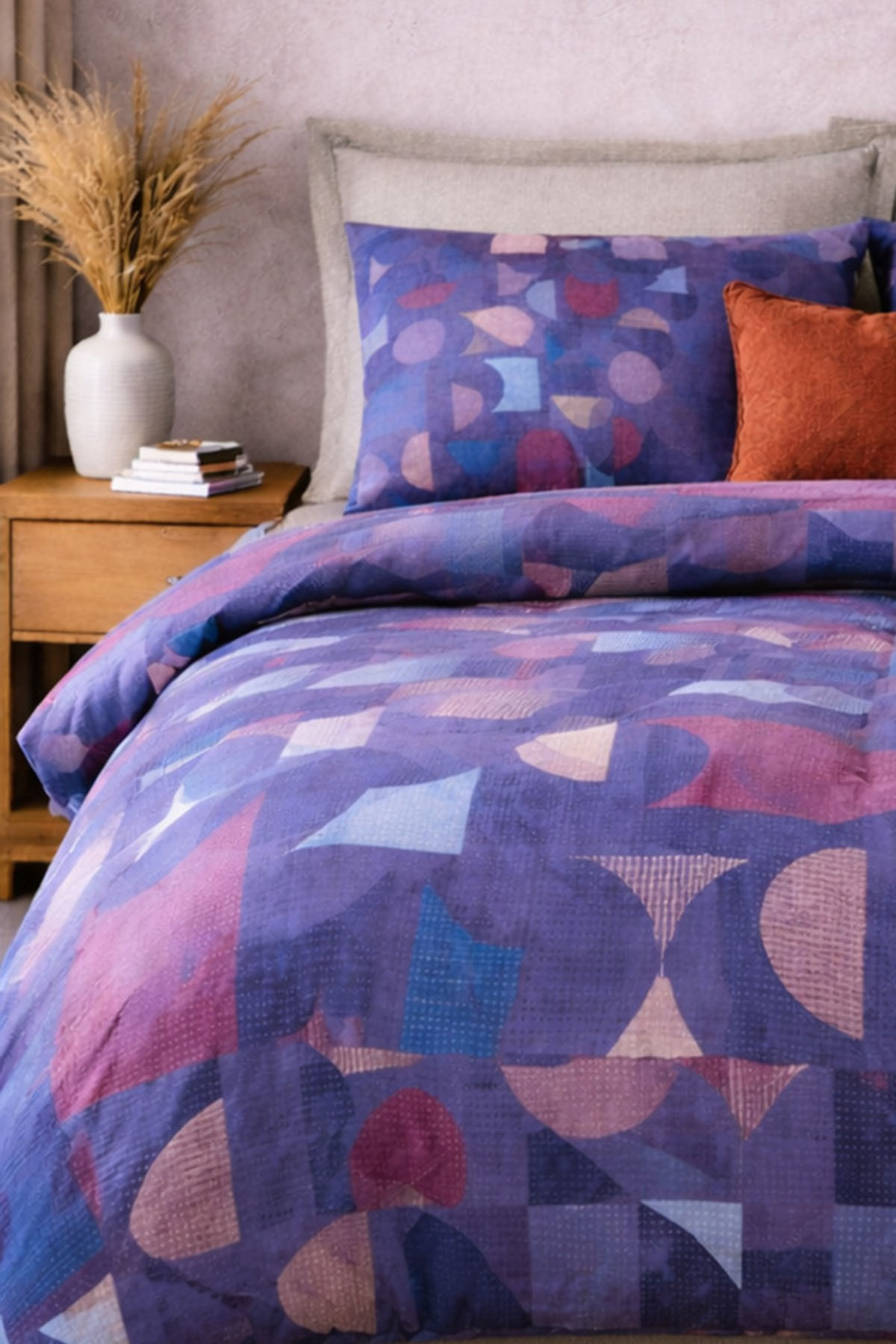 Özdilek Colored Shape Çift Kişilik Soft Life Saten Nevresim Takımı - LACİVERT