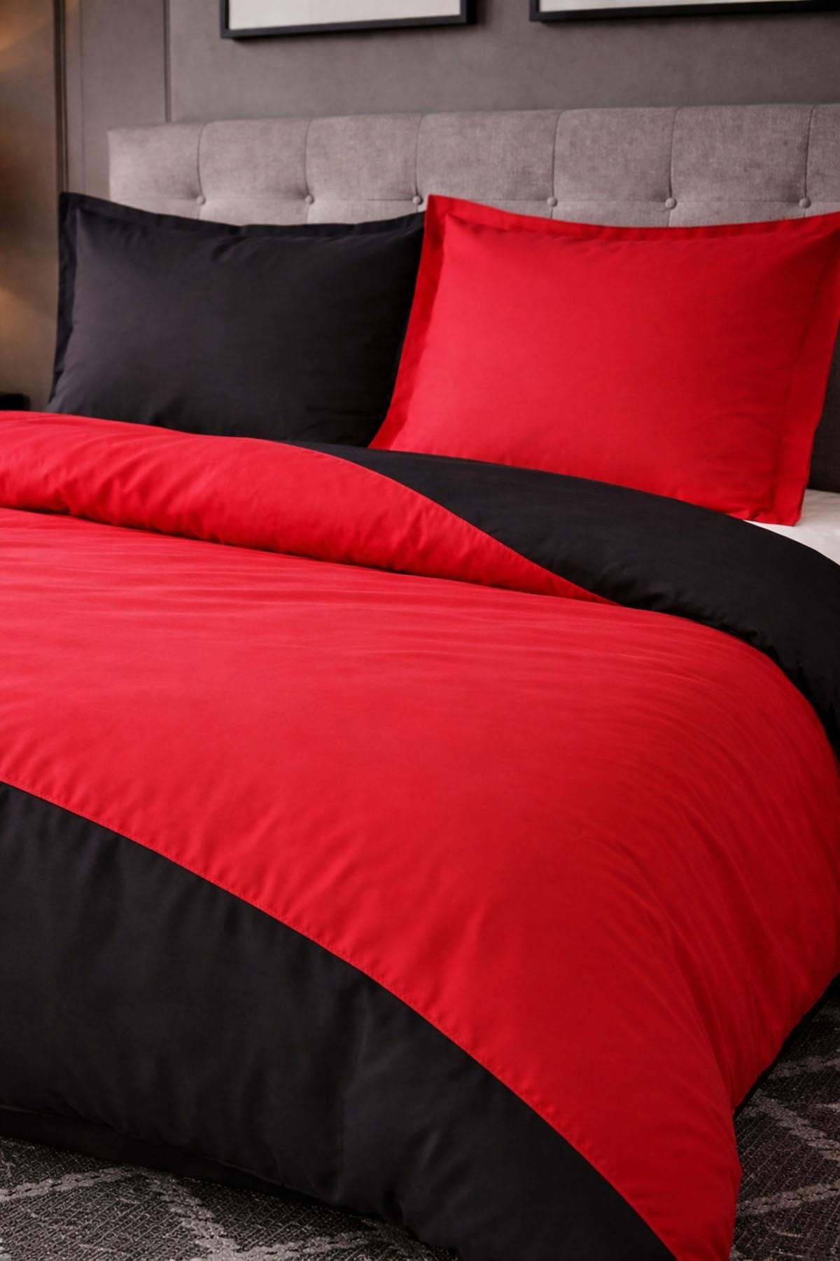 Özdilek Colormix Nevresim Takımı Çift Kişilik - KIRMIZI-SİYAH