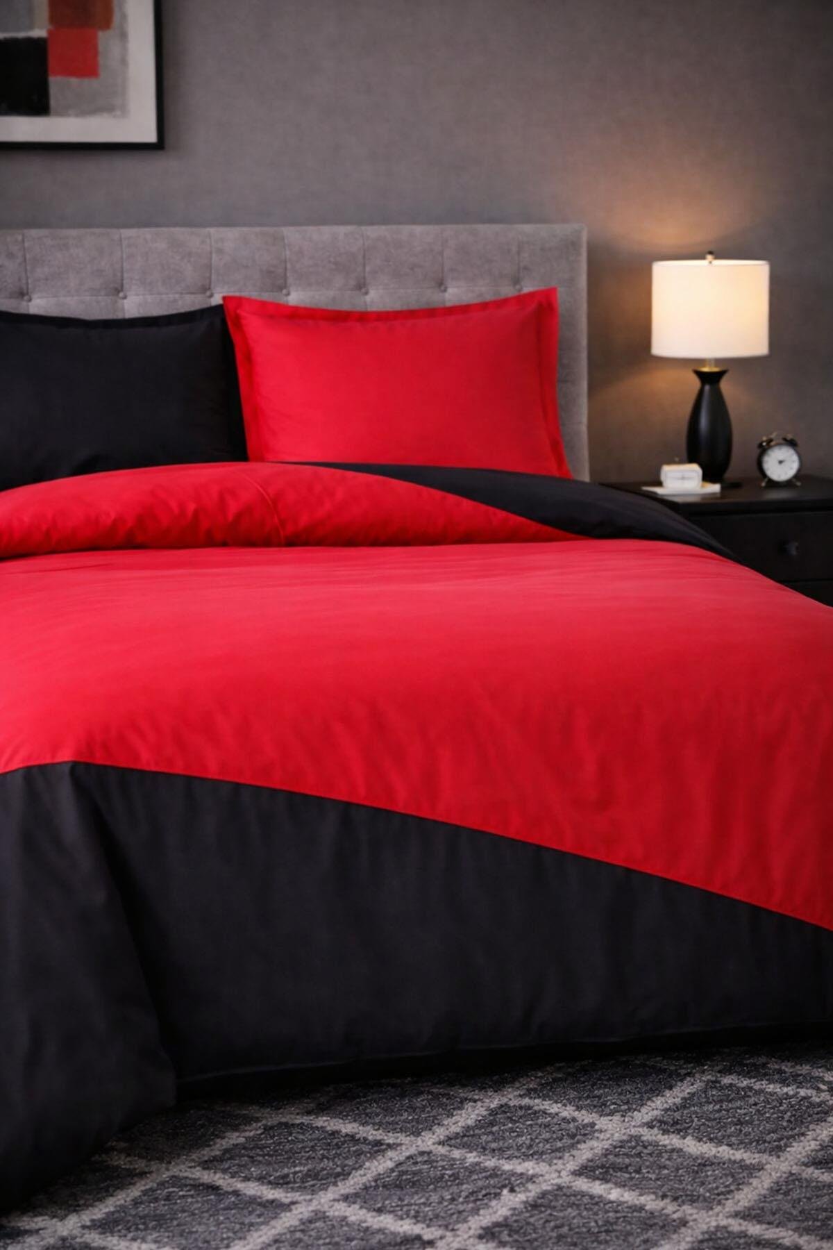 Özdilek Colormix Nevresim Takımı Çift Kişilik - KIRMIZI-SİYAH