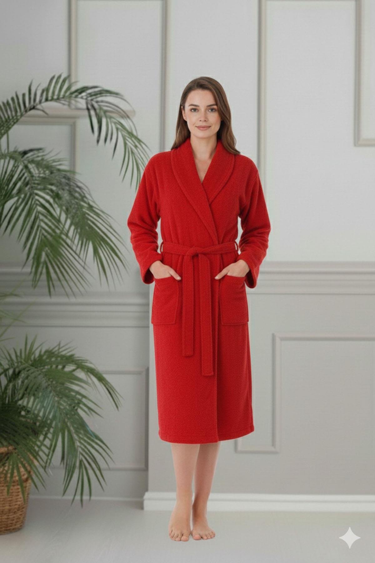 Özdilek Colourist Aile Bornoz Seti Siyah-Kırmızı