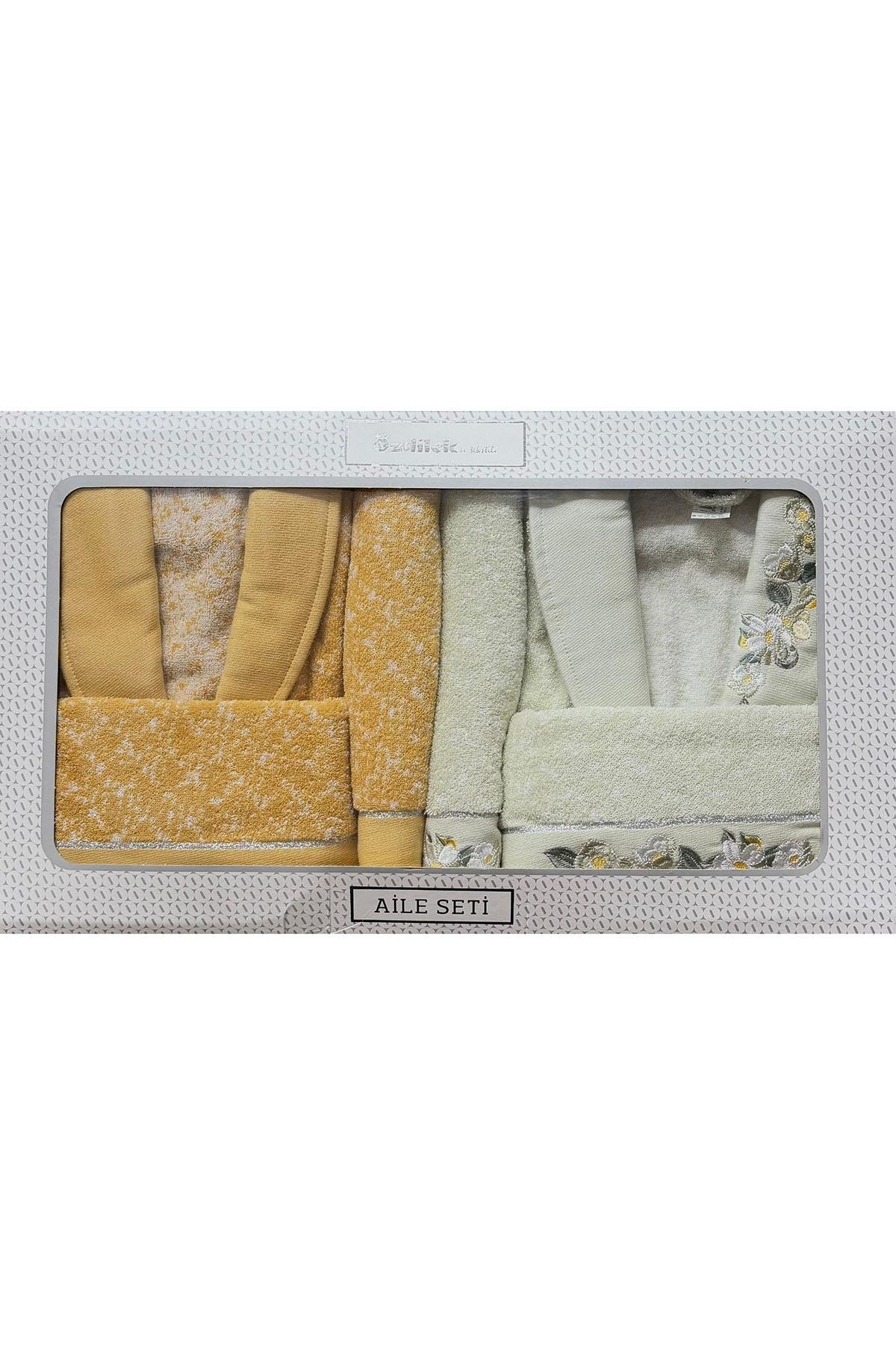 Özdilek Daffodil Aile Bornoz Seti-Yeşil-Hardal