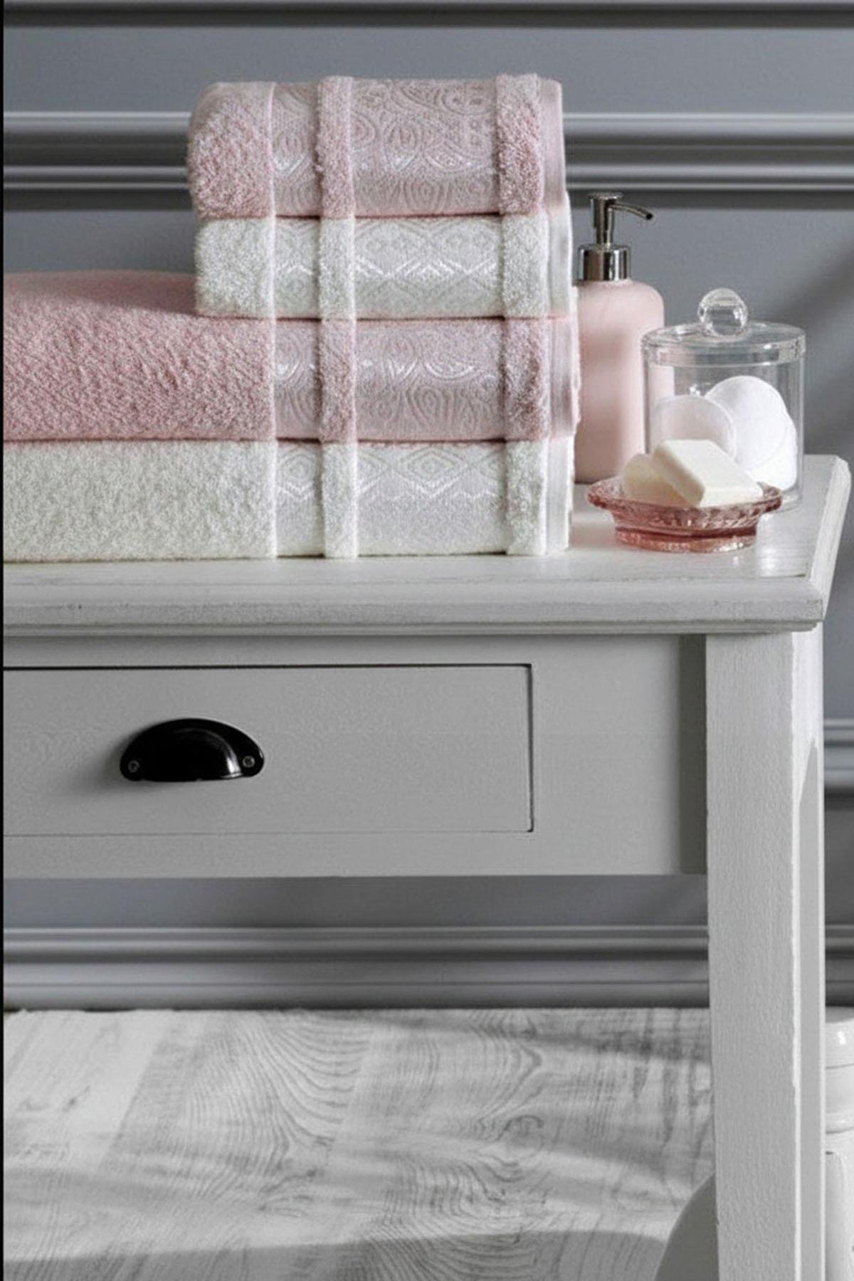 Özdilek Dory Aile Bornoz Seti Pudra-Krem