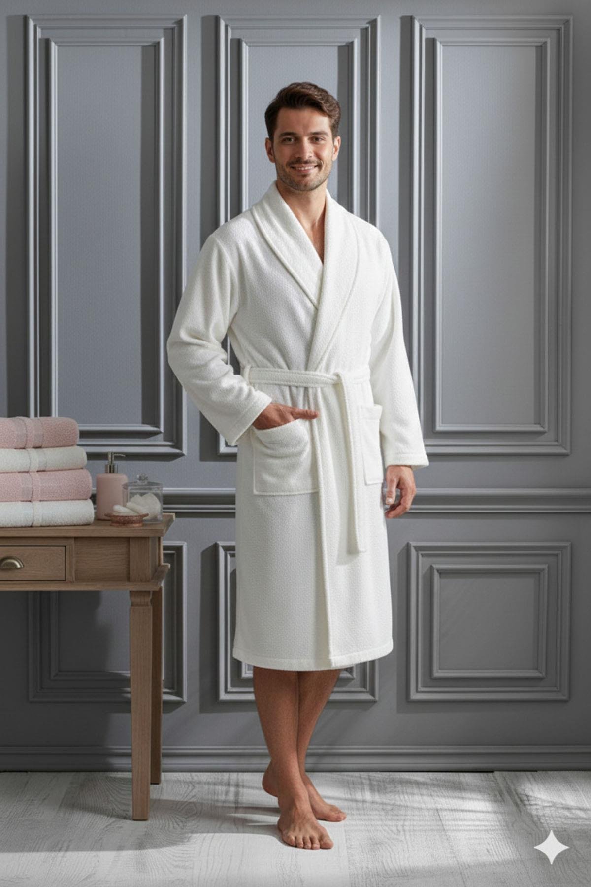 Özdilek Dory Aile Bornoz Seti Pudra-Krem