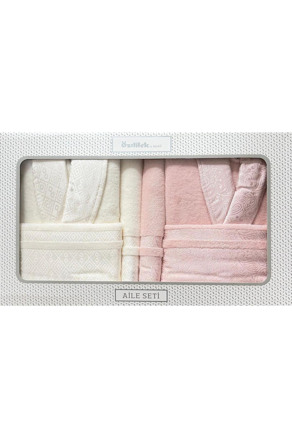 Özdilek Dory Aile Bornoz Seti Pudra-Krem