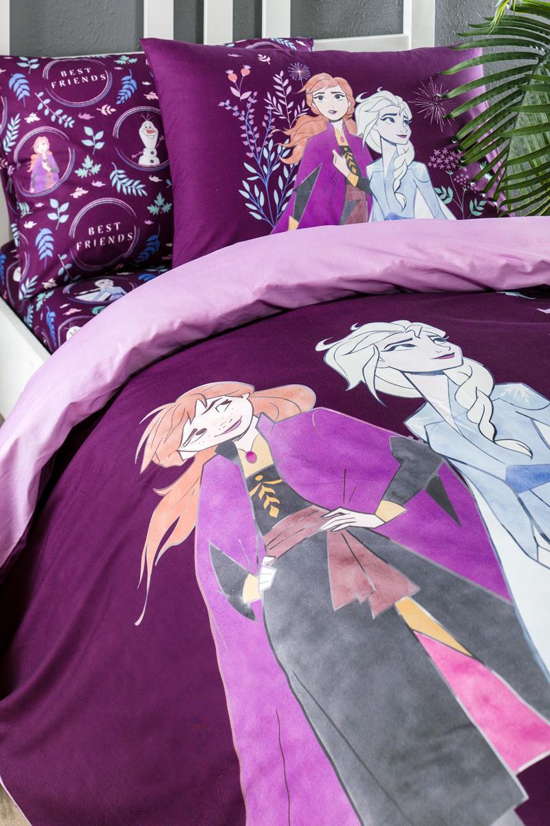 Özdilek Frozen Natural Disney Lisanslı Lastikli Fitted Çarşaf Çocuk Nevresim Takımı Tek Kişilik - LİLA