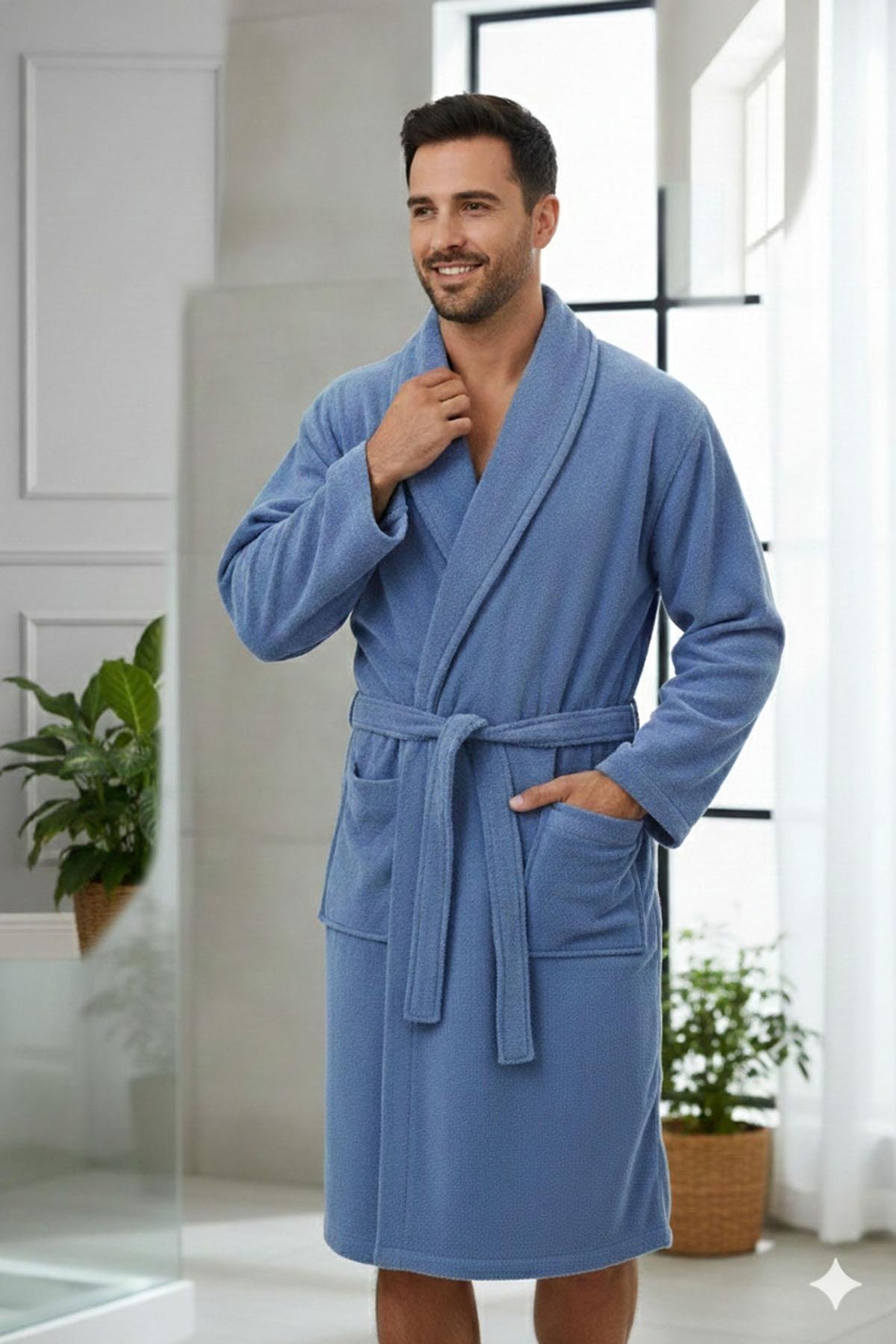 Özdilek Helezon Aile Bornoz Seti İndigo-Krem/İndigo