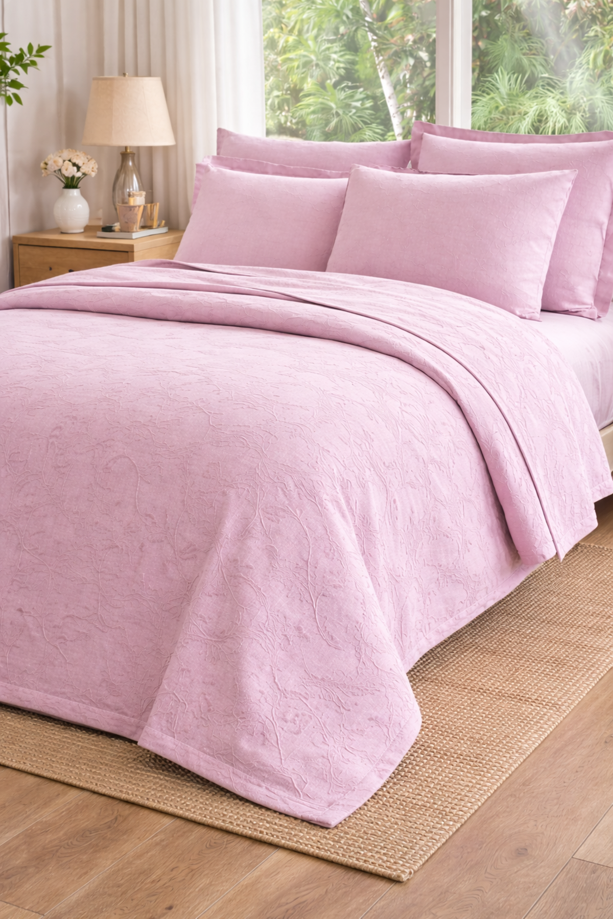 Özdilek Jakar Lux Çift Kişilik Pike Takımı - PEMBE