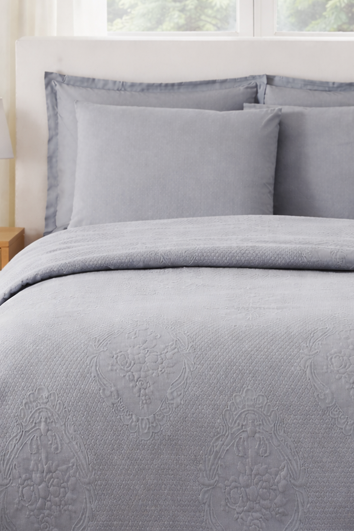 Özdilek Jakarlı Lux Çift Kişilik Pike Takımı - GRİ