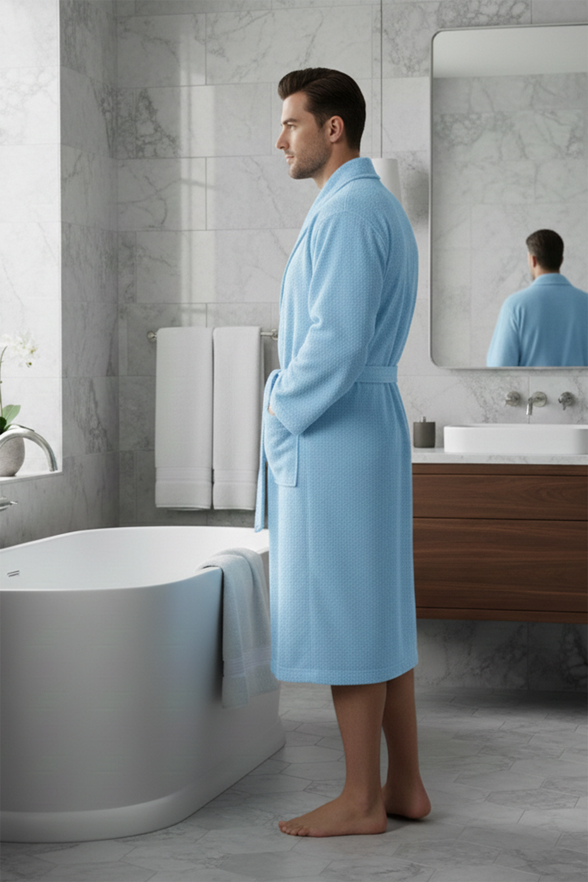 Özdilek Kadın/Erkek Unisex Bornoz - BUZ MAVİ