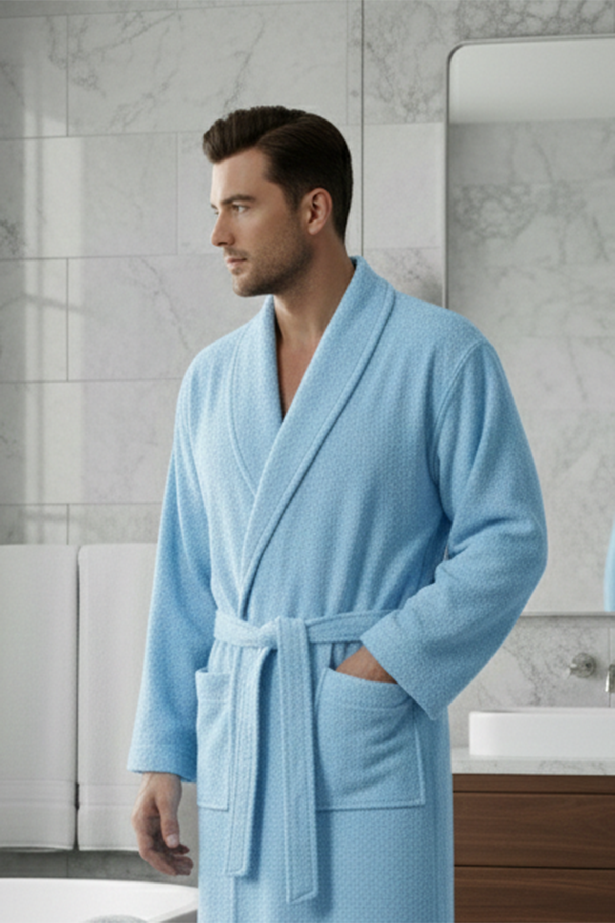 Özdilek Kadın/Erkek Unisex Bornoz - BUZ MAVİ