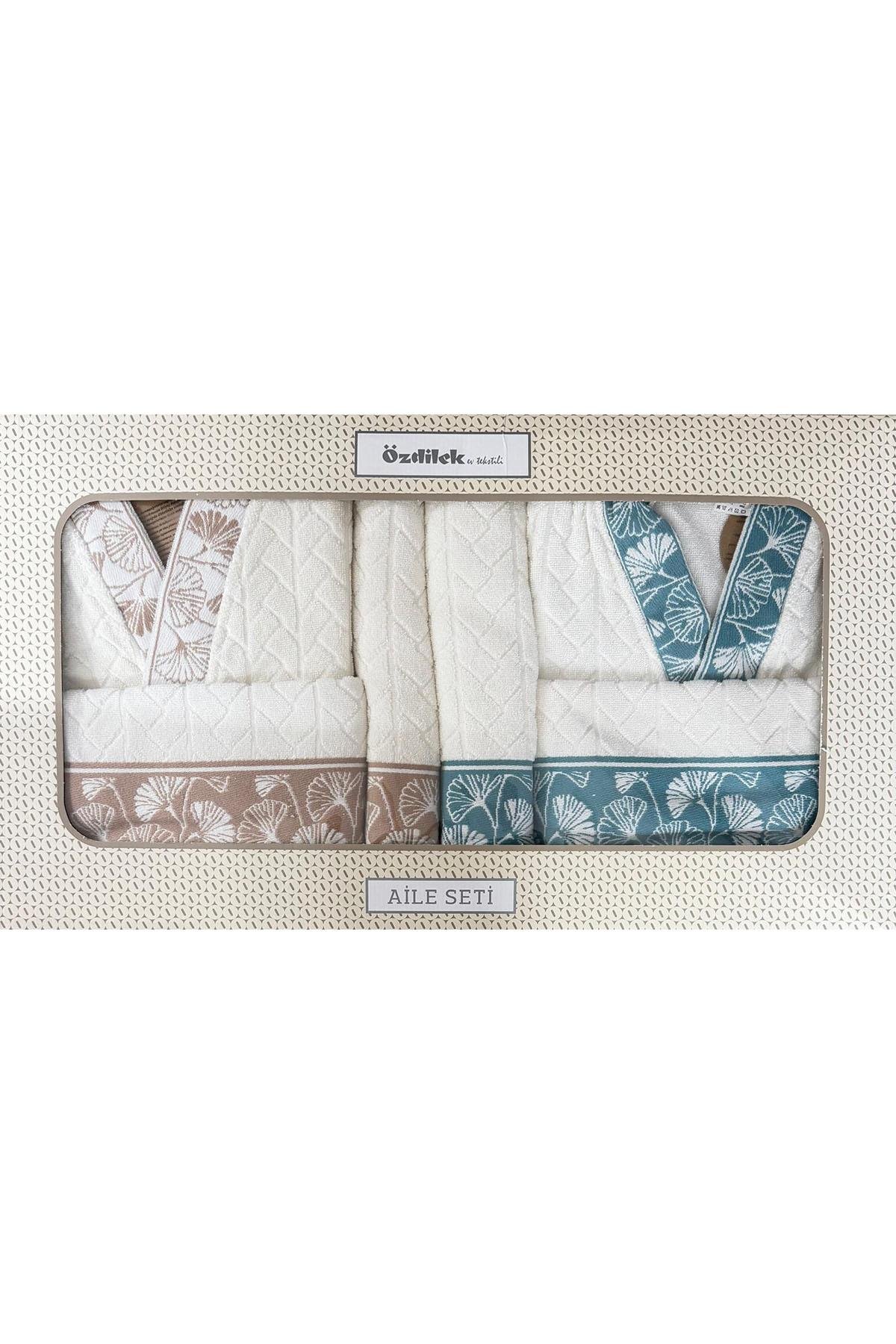 Özdilek Loseta Aile Bornoz Seti Bej-Mint