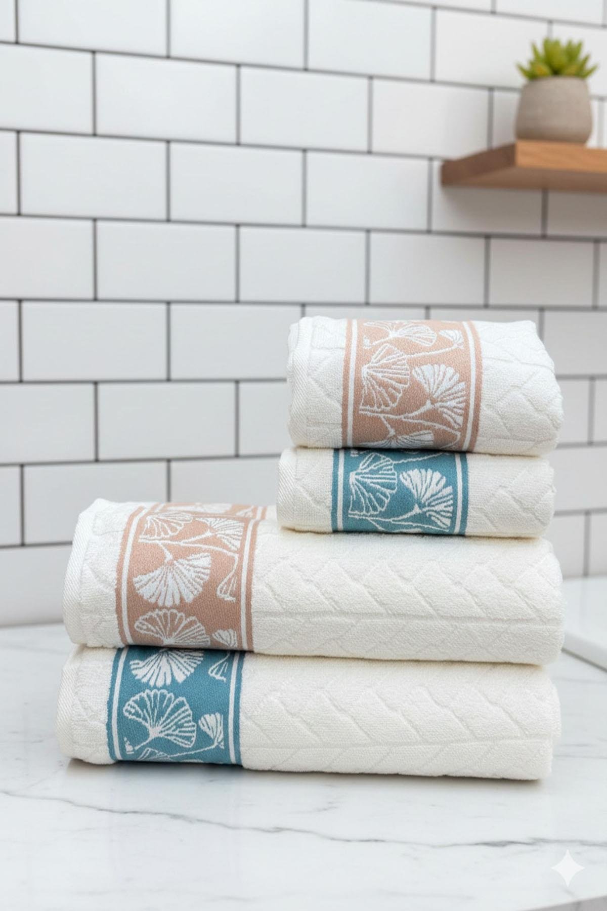 Özdilek Loseta Aile Bornoz Seti Bej-Mint