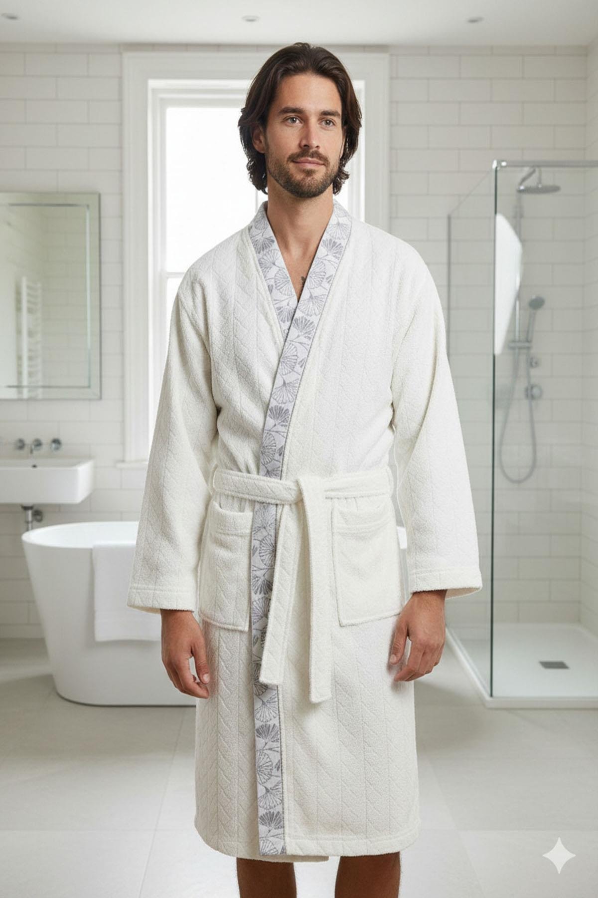 Özdilek Loseta Aile Bornoz Seti Gri-Pembe