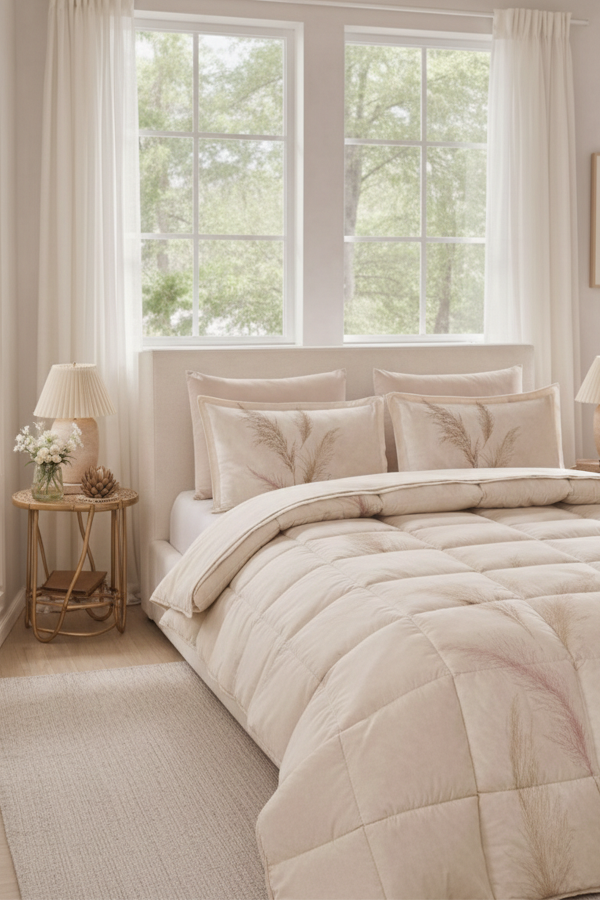 Özdilek Miscanthus Uyku Seti Çift Kişilik - KREM