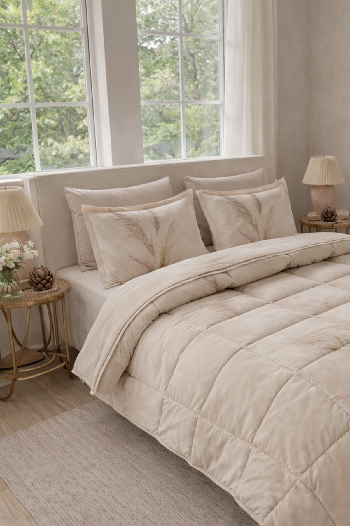 Özdilek Miscanthus Uyku Seti Çift Kişilik - KREM