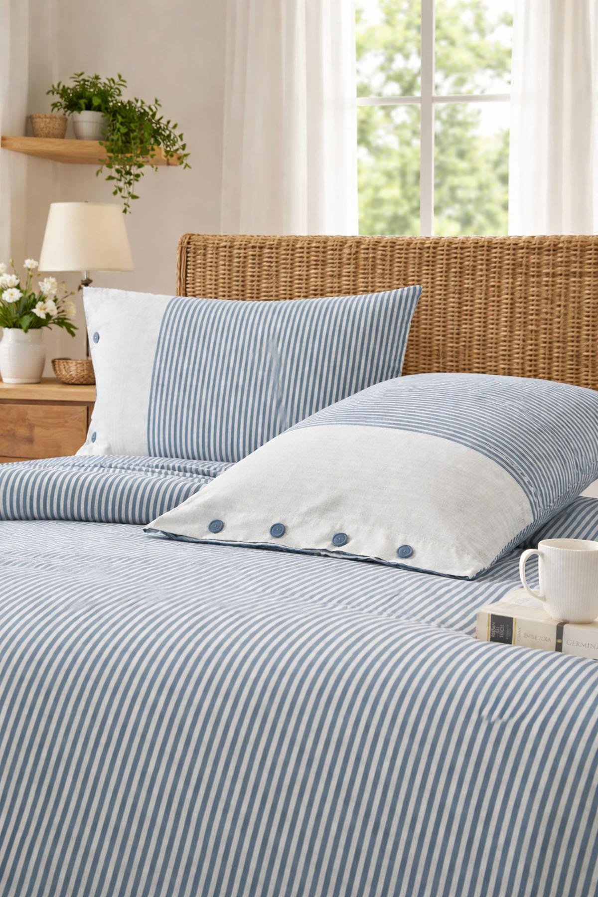 Özdilek Natural Line Battal Boy King Nevresim Takımı - MAVİ