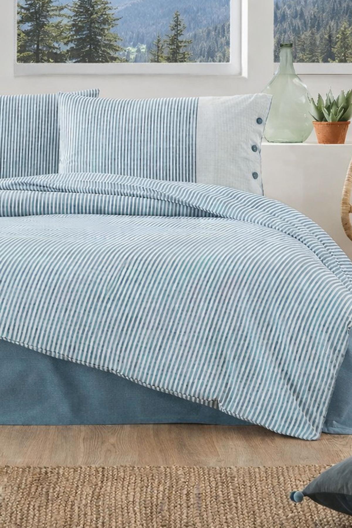 Özdilek Natural Line Battal Boy King Nevresim Takımı - MAVİ