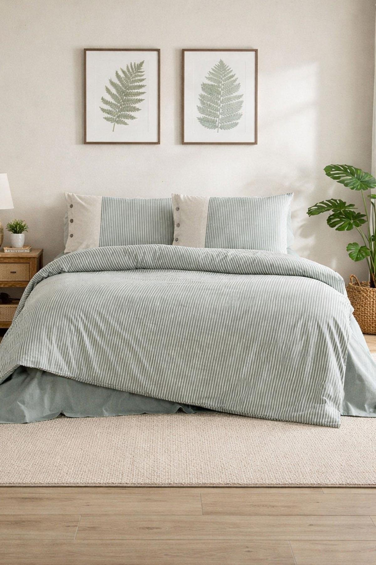 Özdilek Natural Line Nevresim Takımı Çift Kişilik - YEŞİL