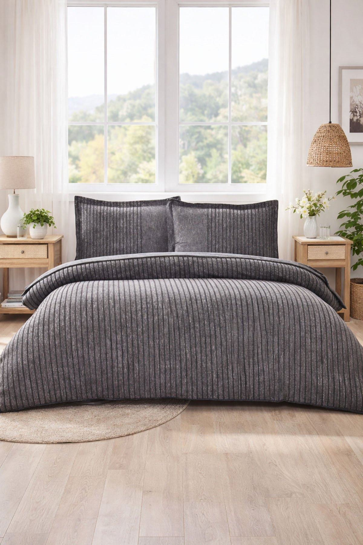 Özdilek Noir Battal Boy King Nevresim Takımı - ANTRASİT