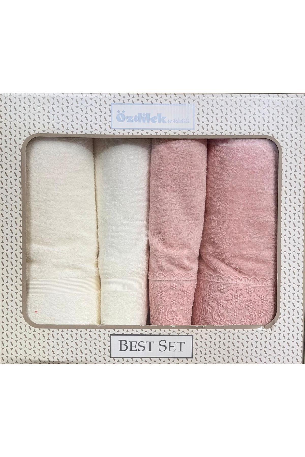 Özdilek Orkide Best Set (Hamam Takımı) Krem-Pudra