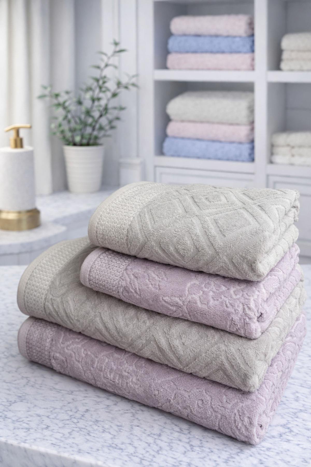 Özdilek Pastoral Best Set (Hamam Takımı) Lila-Gri