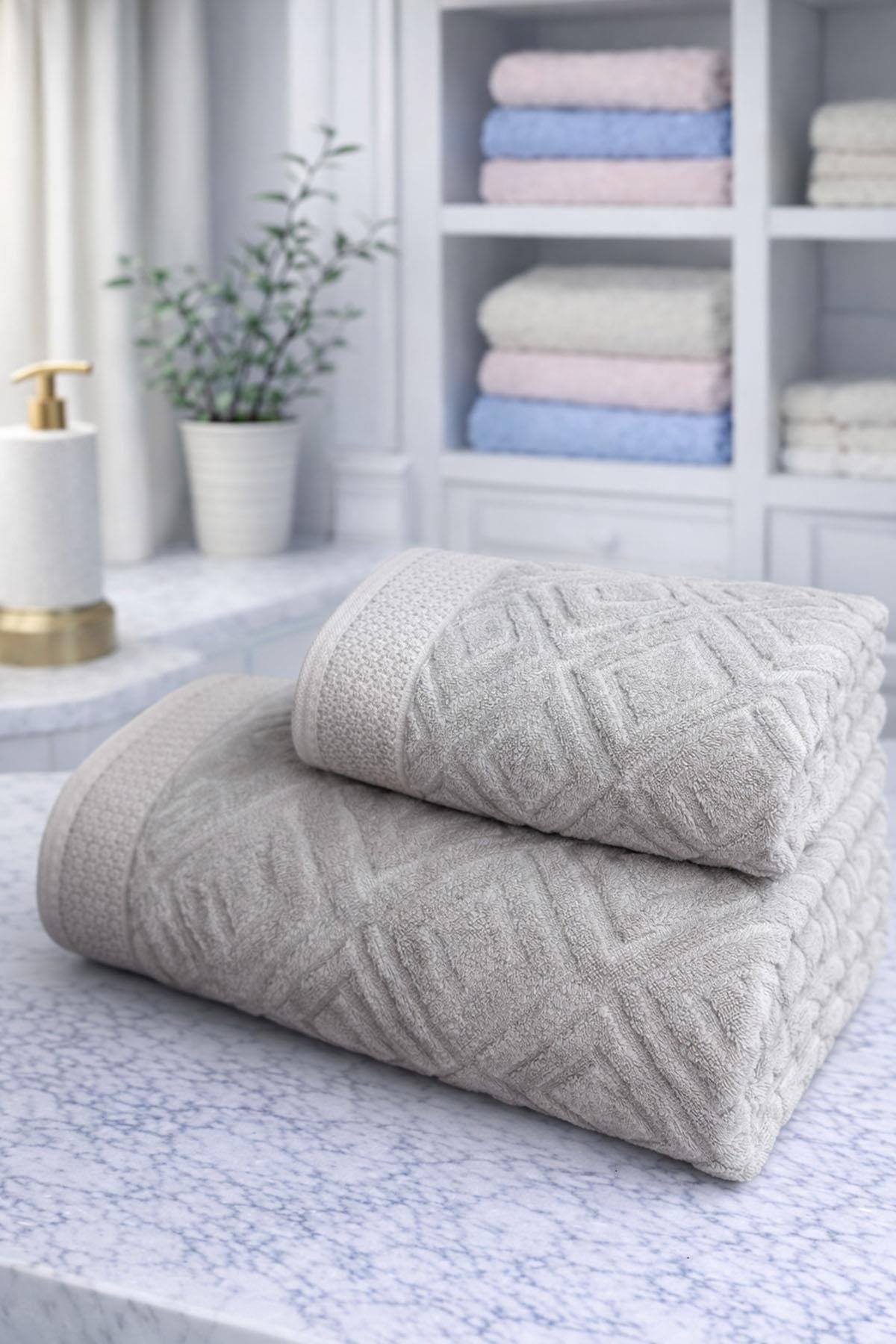 Özdilek Pastoral Best Set (Hamam Takımı) Lila-Gri