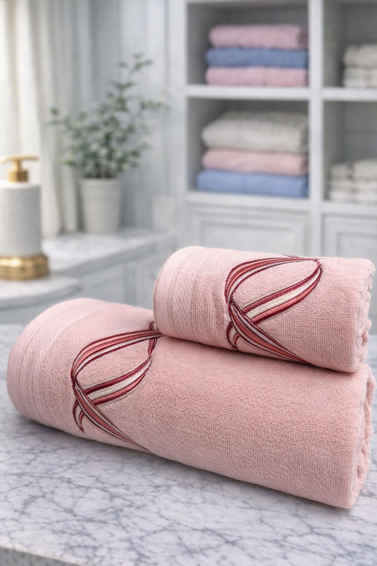 Özdilek Pink Wave Best Set (Hamam Takımı) Bordo-Pembe