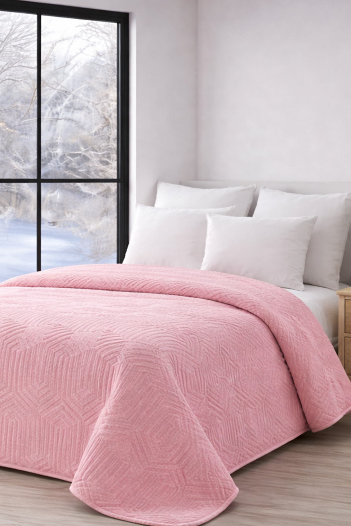 Özdilek Prestige Çift Kişilik Kabartma Desenli Battaniye - MENEKŞE