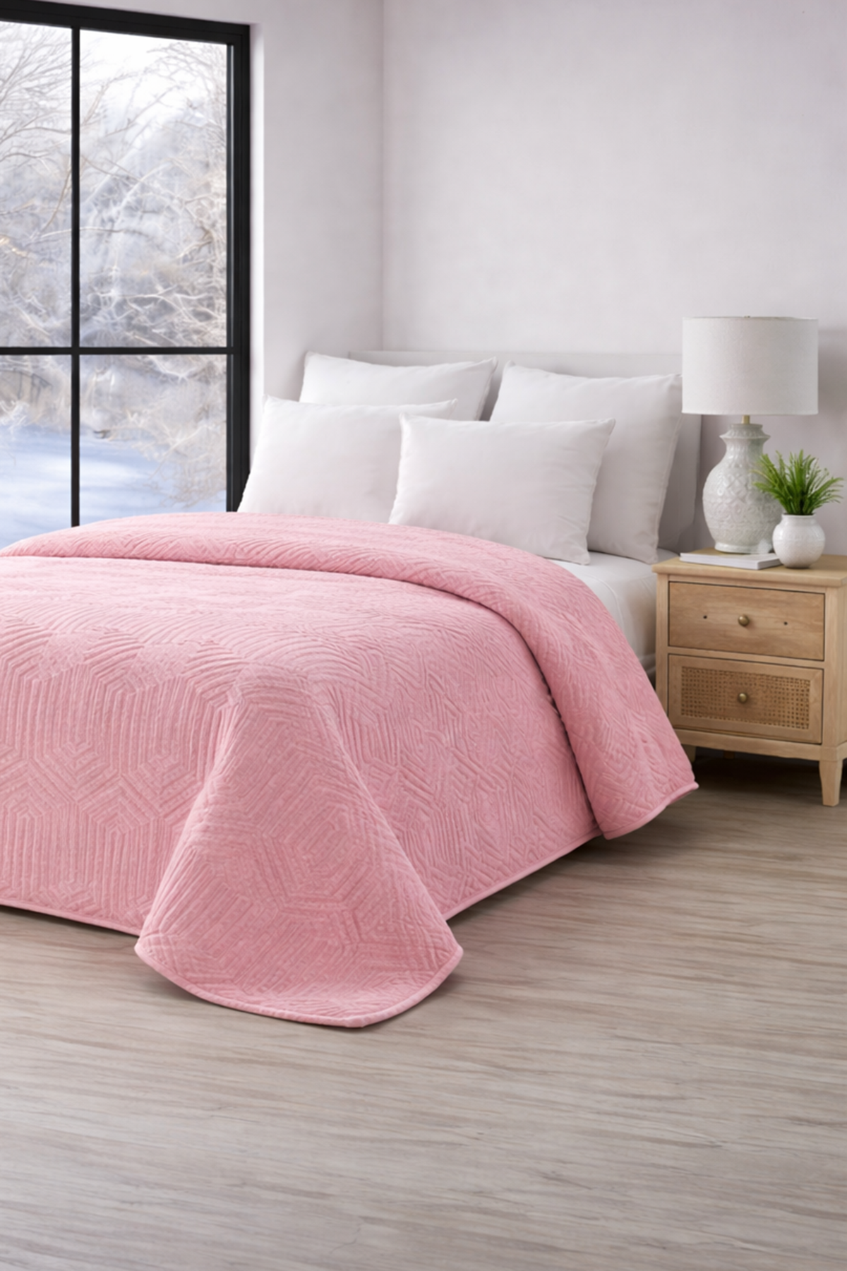 Özdilek Prestige Çift Kişilik Kabartma Desenli Battaniye - MENEKŞE