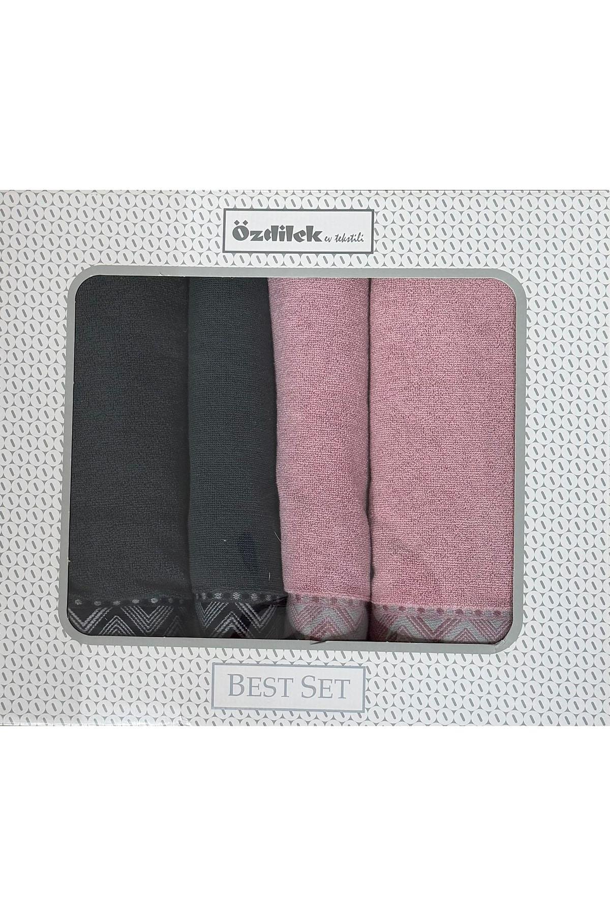 Özdilek Snazzy Best Set (Hamam Takımı) Antrasit-Pembe