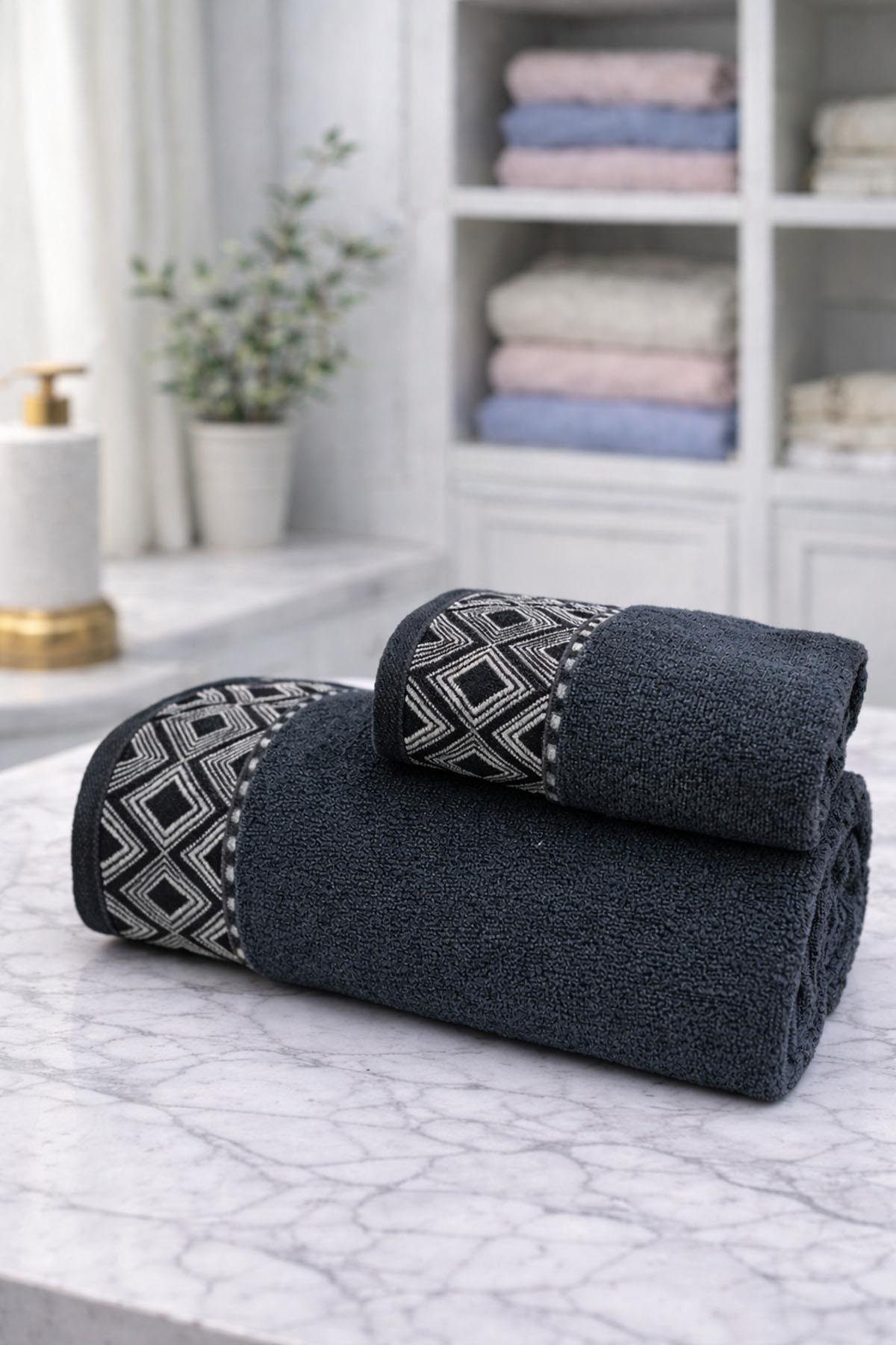 Özdilek Snazzy Best Set (Hamam Takımı) Antrasit-Pembe