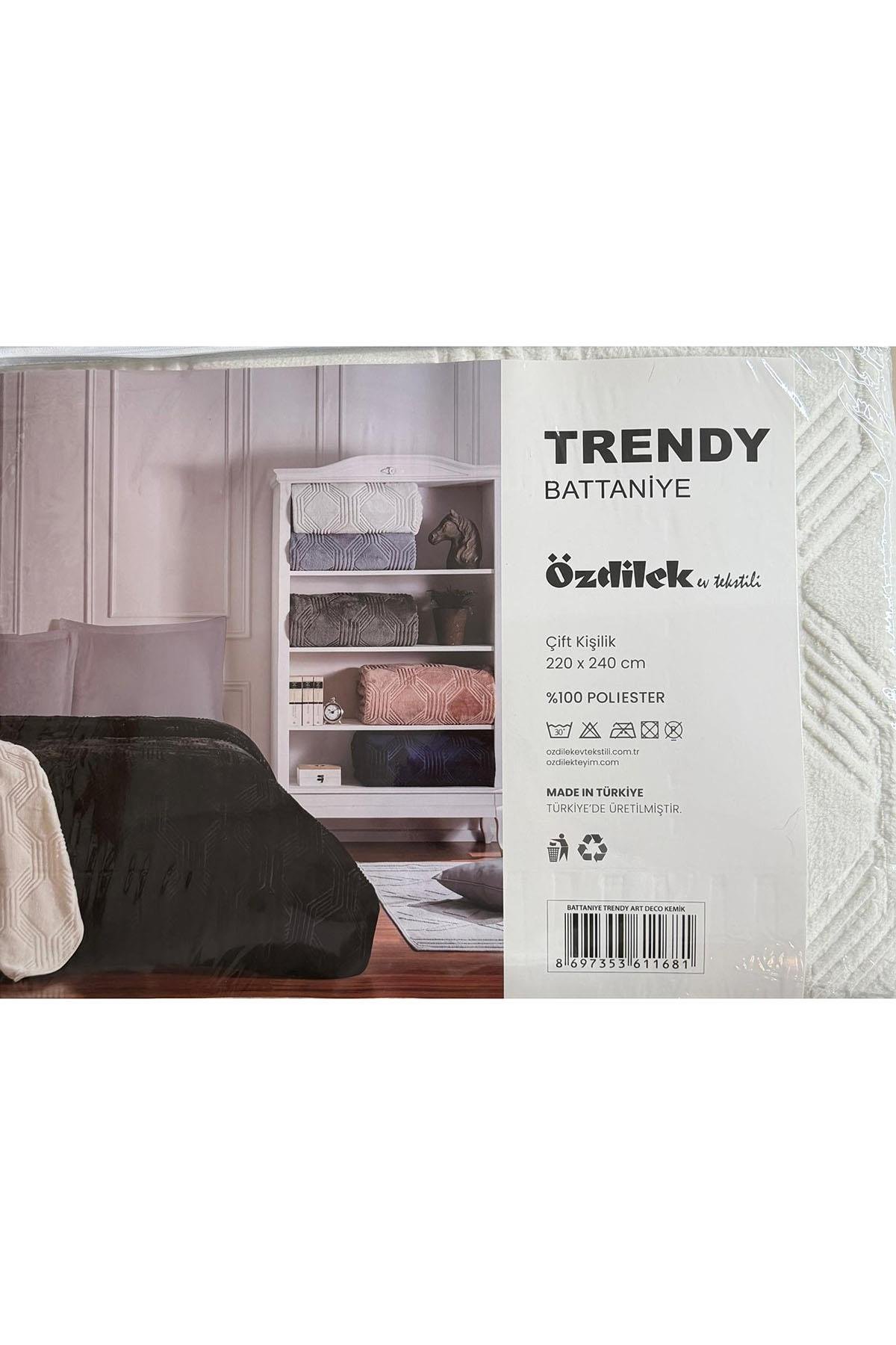 Özdilek Trendy Çift Kişilik Art Deco Battaniye - KEMİK