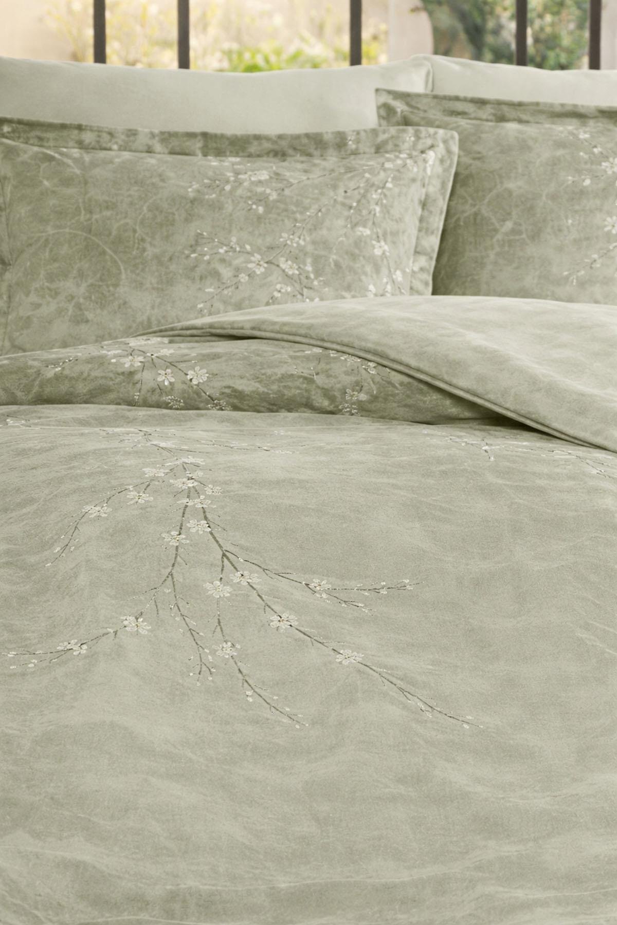 Özdilek White Sakura Nevresim Takımı Çift Kişilik - YEŞİL