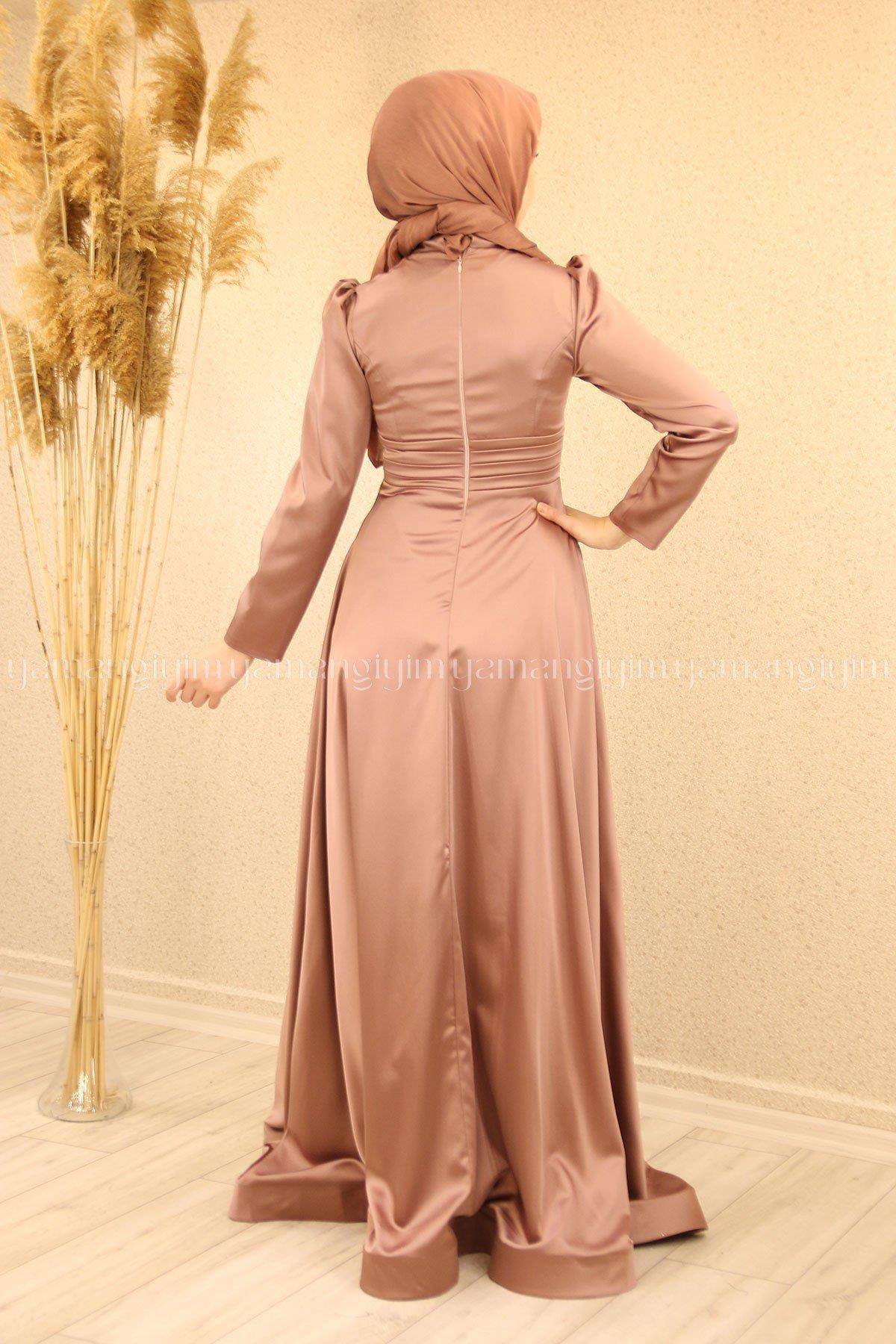 Peony Hijab Evening Dress - COPPER