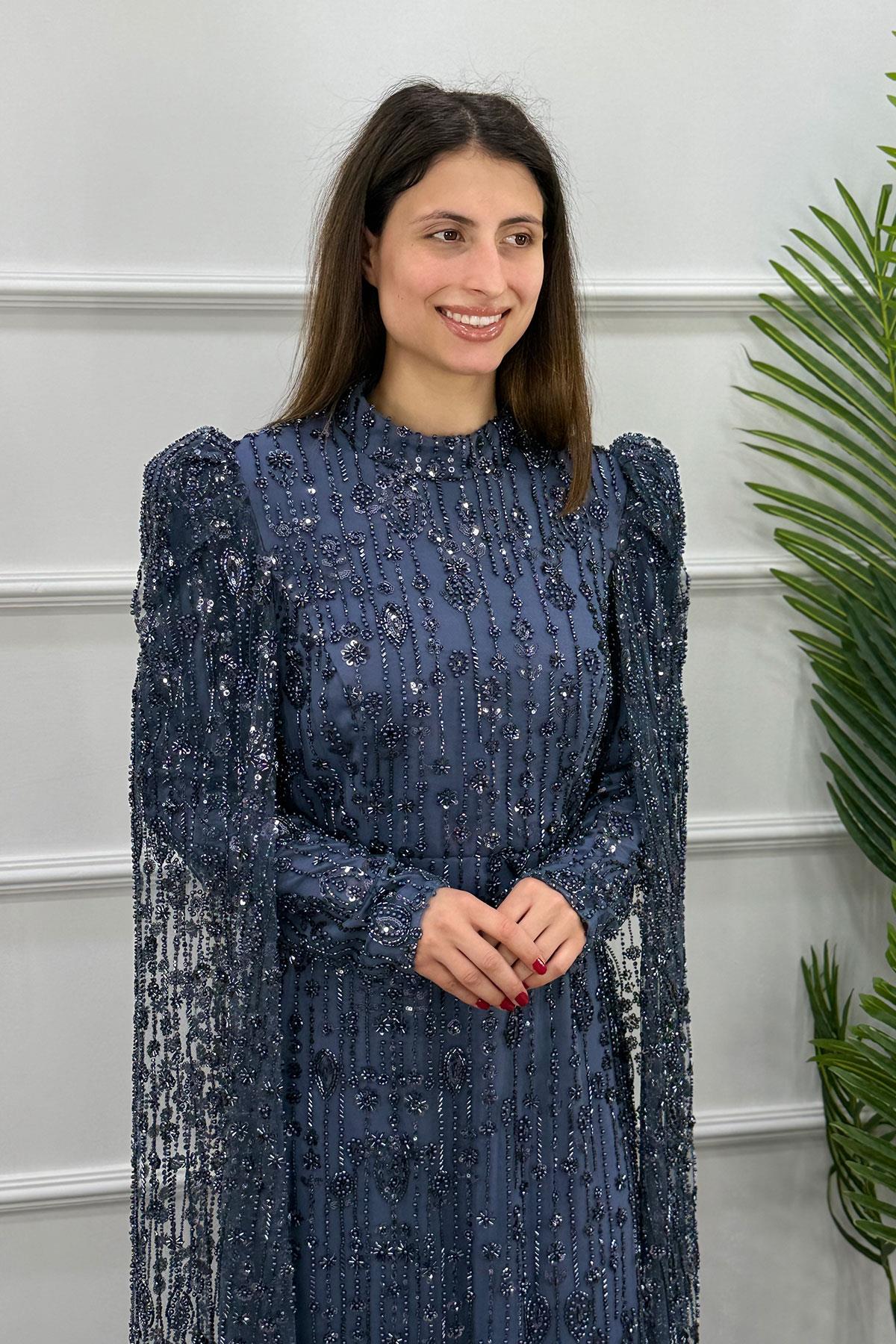 Salkım Tesettür Abiye - ANTRASİT