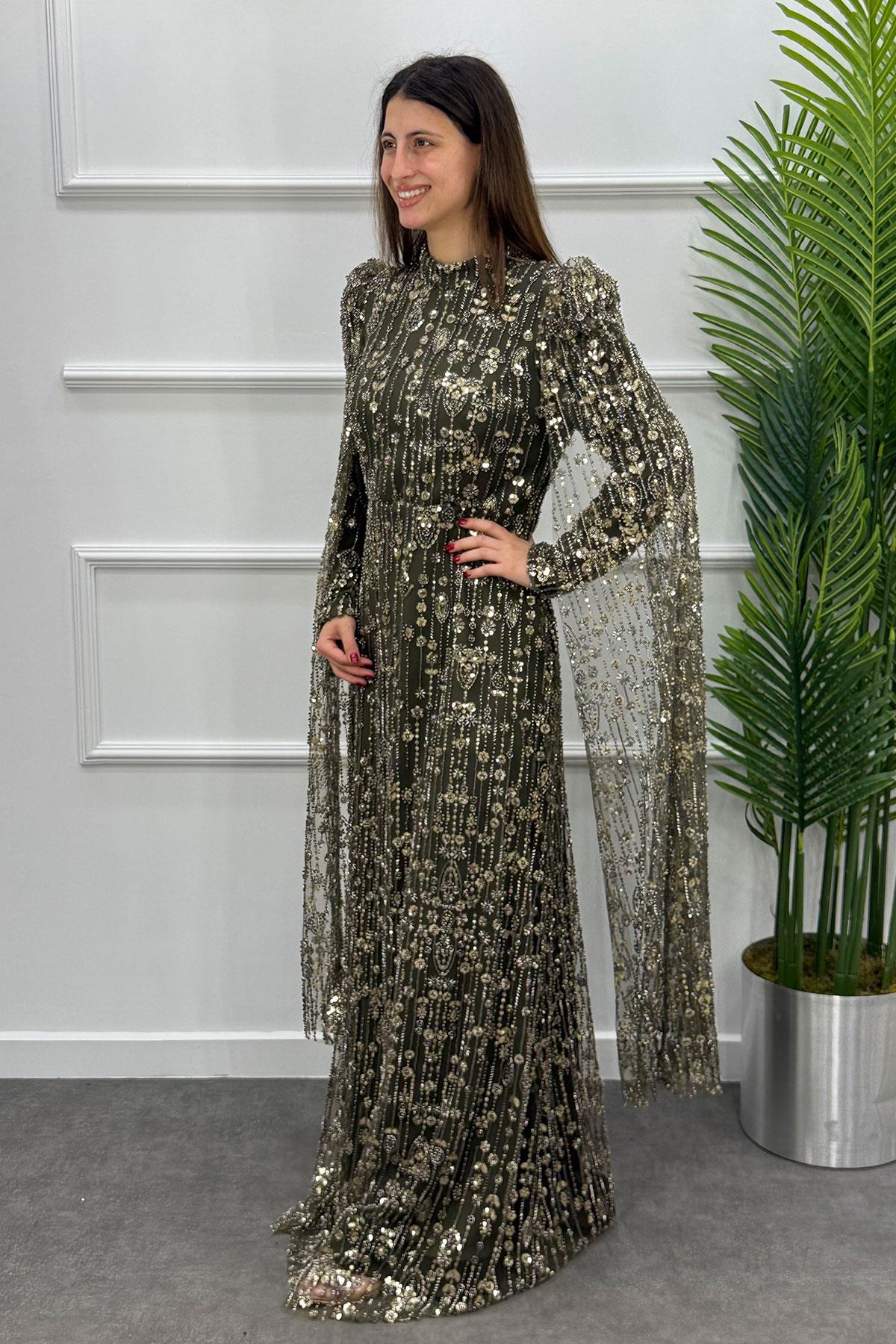 Salkım Tesettür Abiye - HAKİ