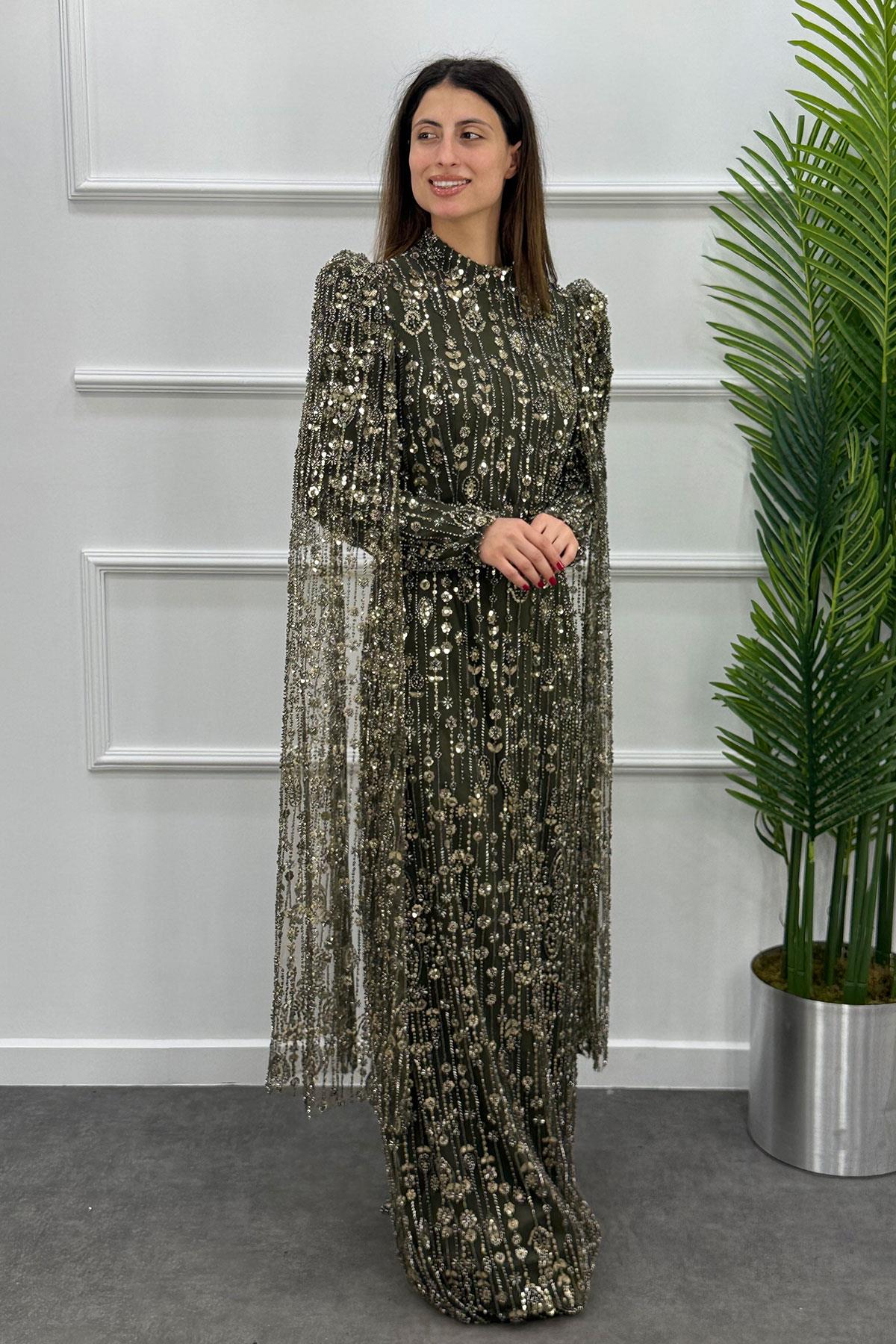 Salkım Tesettür Abiye - HAKİ