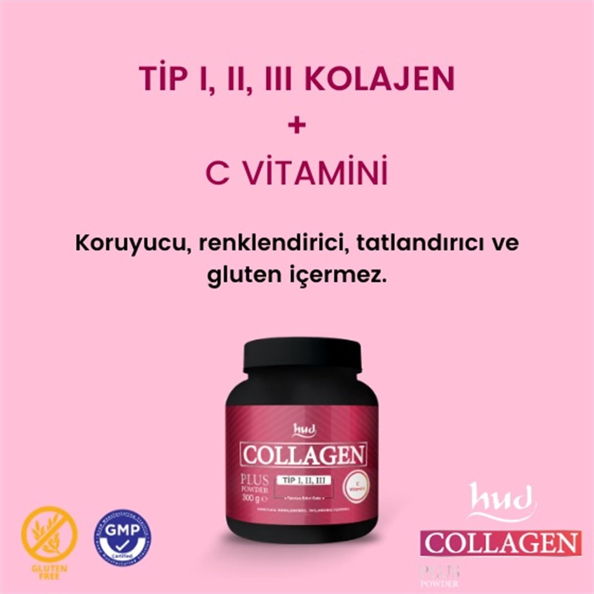 Hud Collagen Plus Powder Toz Kolajen Tip 1,2,3 300 gr