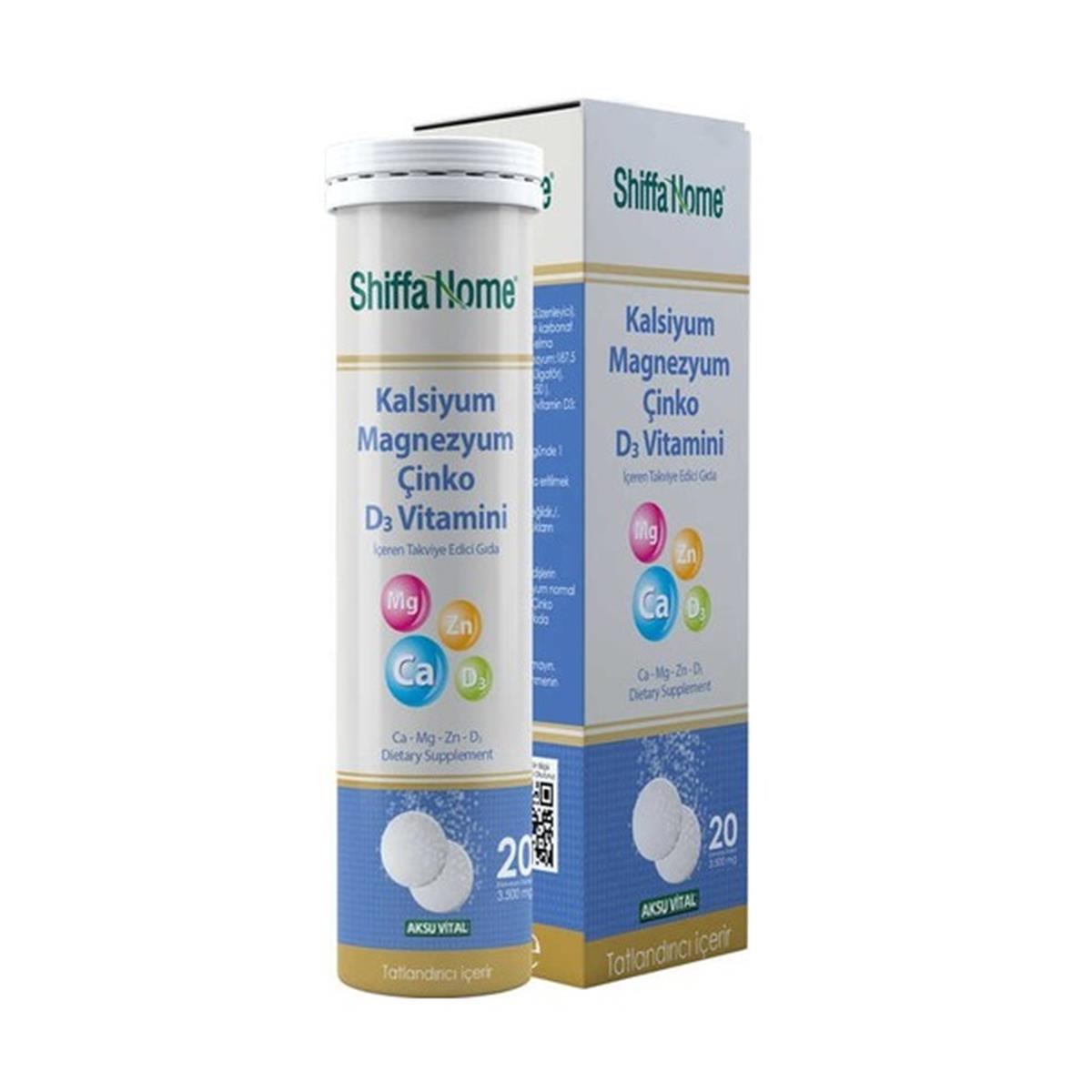Shiffa Home Kalsiyum Magnezyum Çinko D3 Vitaminli 20 Tablet