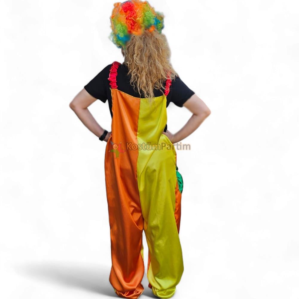 Askılı Cepli Çift Renk Salopet Yazlık Palyaço Kostümü Yetişkin Yetişkin Palyaço Kıyafetleri Askılı Cepli Çift Renk Salopet Yazlık Palyaço Kostümü Yetişkin - KostümPartim®