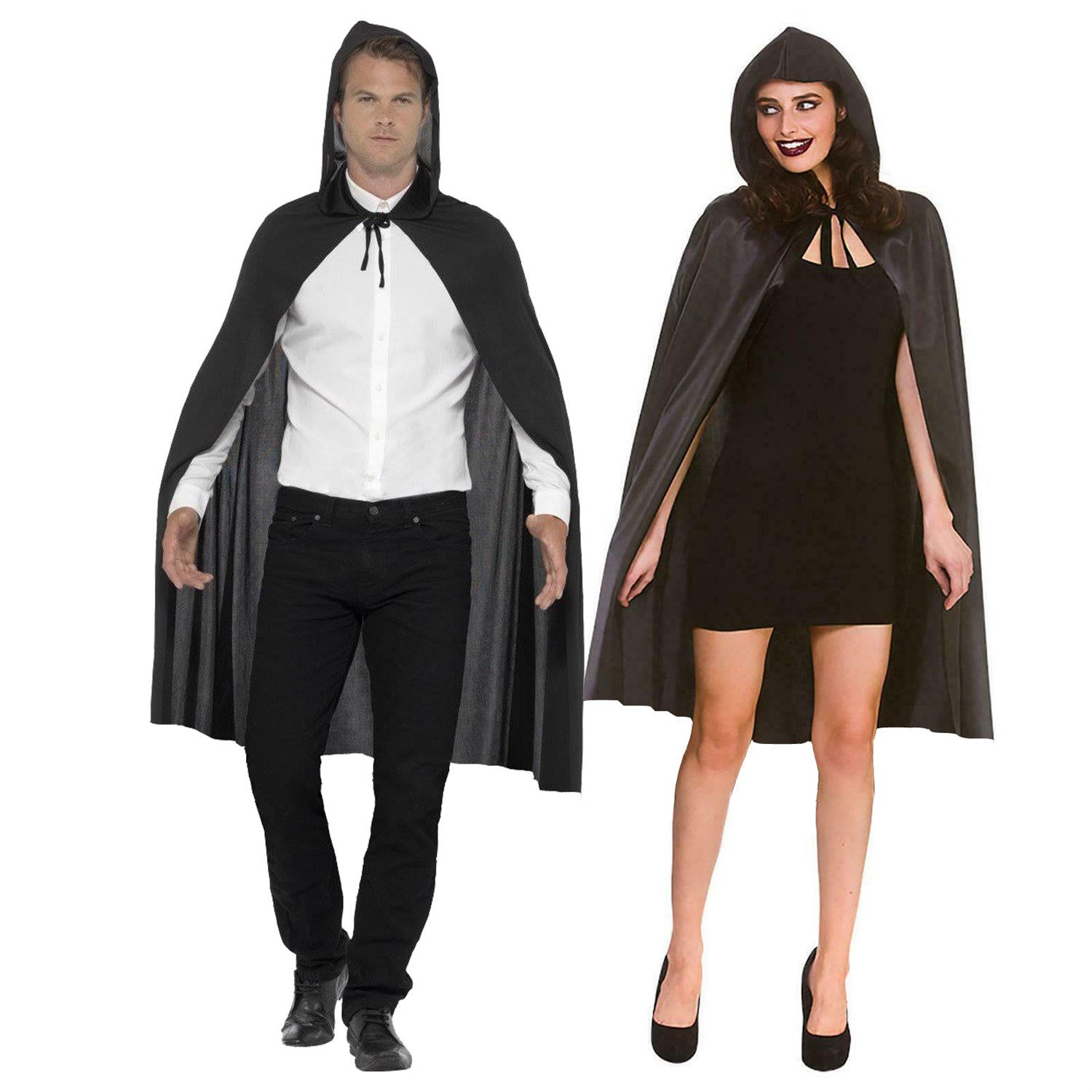 Azrail Pelerini Siyah Kapüşonlu Saten 100cmPelerinlerKostümPartim ★ Kapüşonlu Pelerin Siyah Saten / Pelerinler