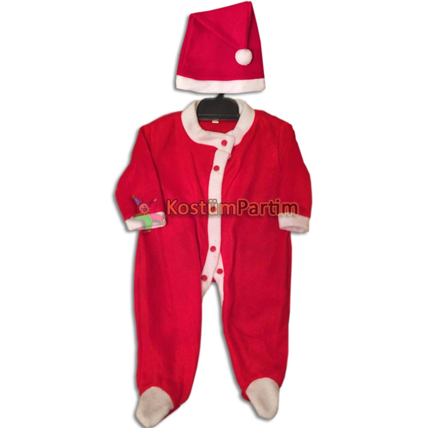 Bebekler için Noel Baba Tulumu 3 Aylık - 6 Aylık - 9 AylıkYılbaşı Bebek Noel Baba Kostümü