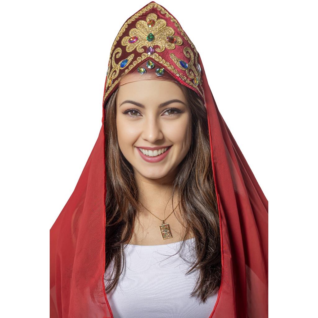 Bordo Bindallı Başlığı Şifon Tüllü Fes Başlık Şapkalar Bordo Bindallı Başlığı Şifon Tüllü Fes Başlık - KostümPartim®