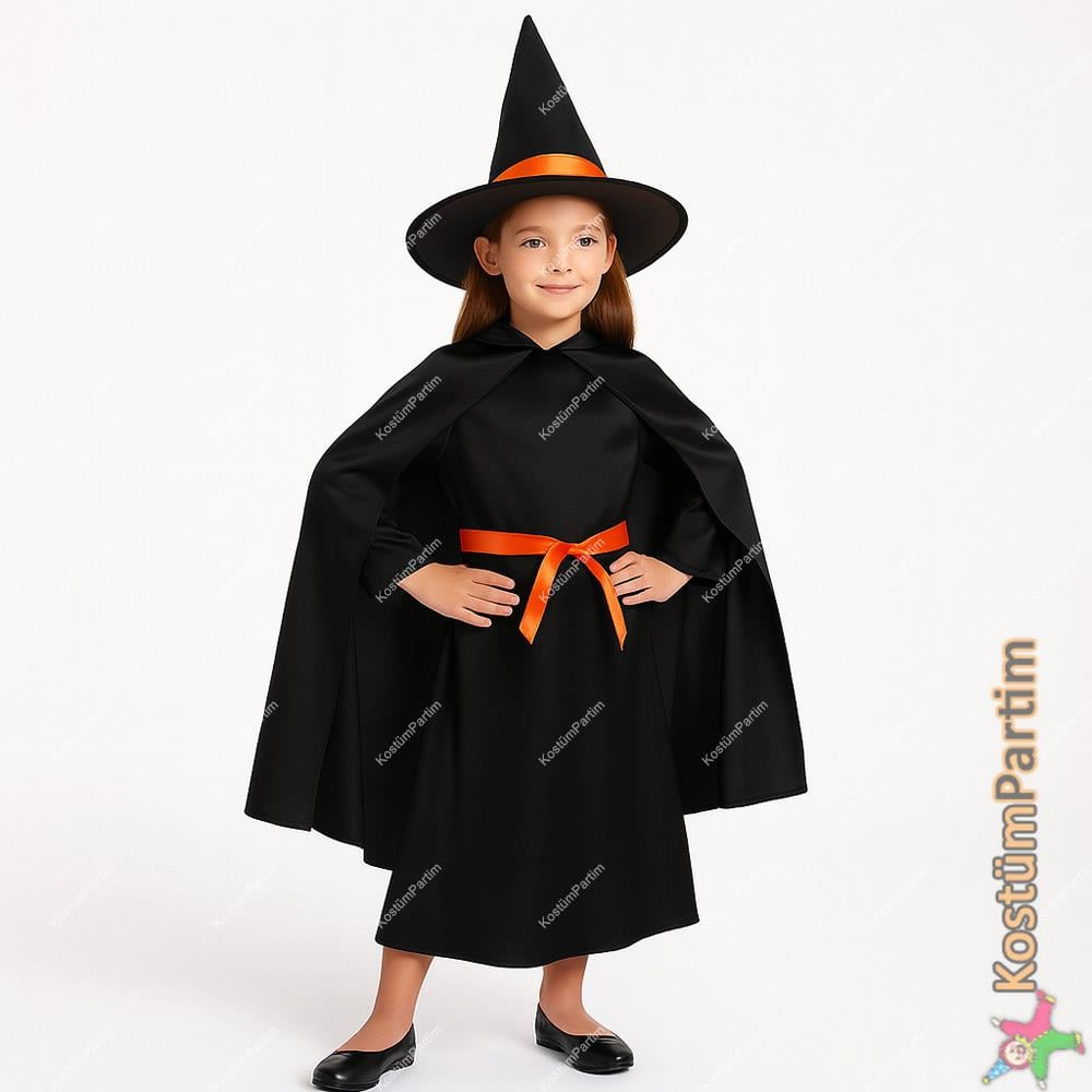 Cadı Kostümü Siyah Klasik Kız Çocuk Kostümleri Cadı Kostümü Siyah Klasik - KostümPartim®