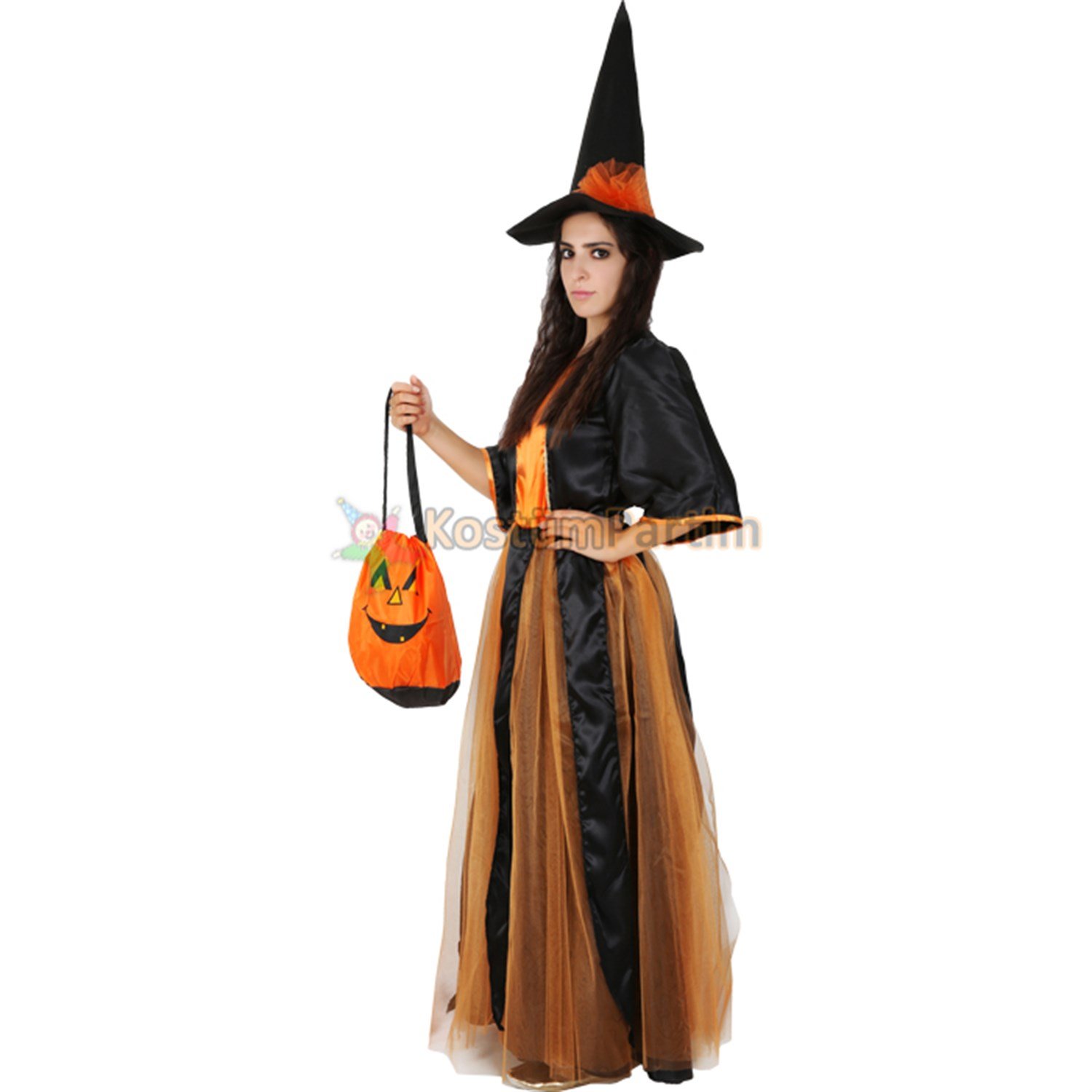 Cadı Kostümü Turuncu TüllüCadılar Bayramı Kostümleri