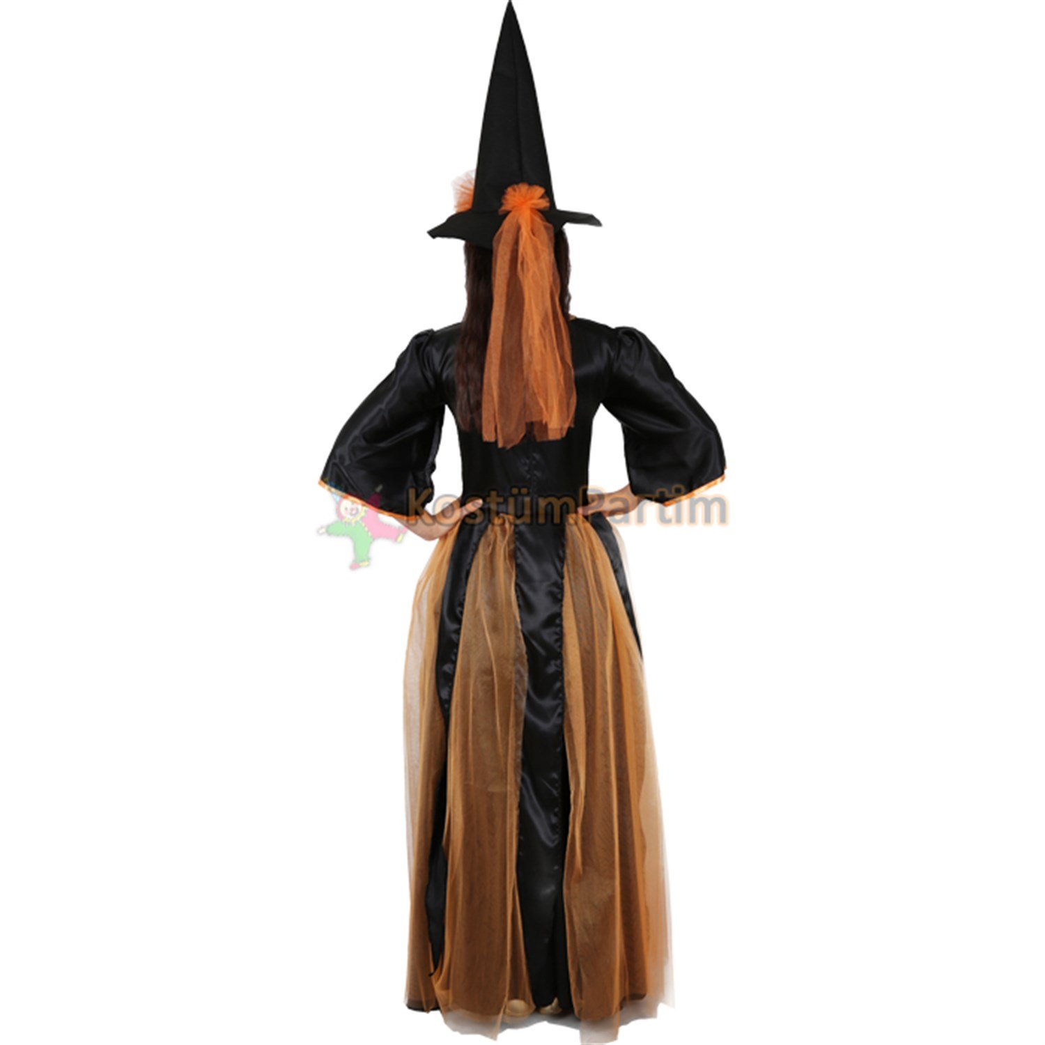 Cadı Kostümü Turuncu TüllüCadılar Bayramı Kostümleri