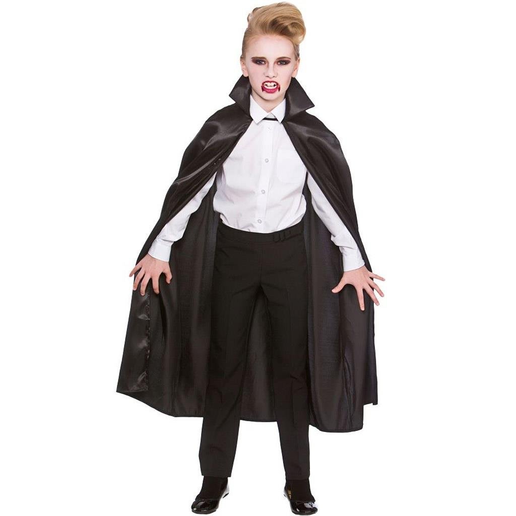 Cadı Pelerini Çocuk Siyah Saten 100cm Yakalı Pelerinler Cadı Pelerini Çocuk Siyah Saten 100cm Yakalı - KostümPartim®